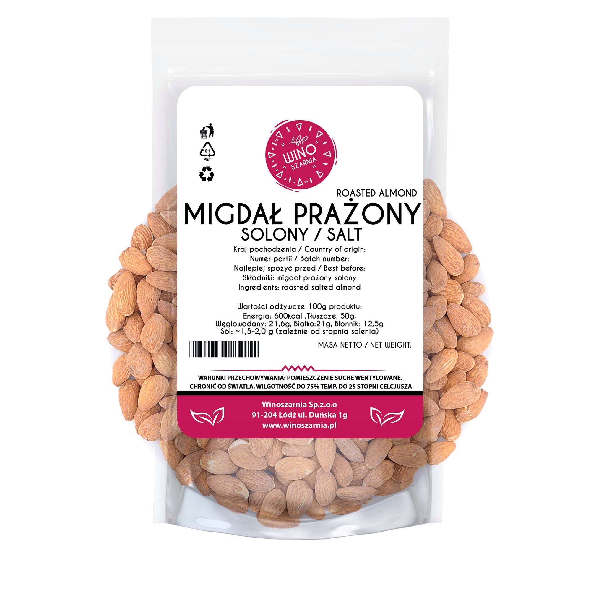 Mandle celé pražené solené přírodní čerstvé 1 kg
