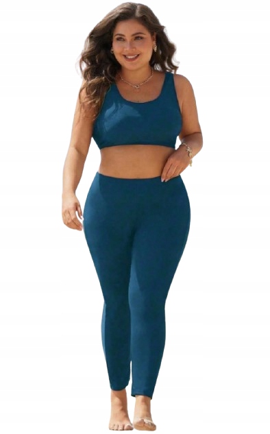 Shein Plus Size Plavky Tankini Top A Kalhoty Tmavě Modré 50 1HA