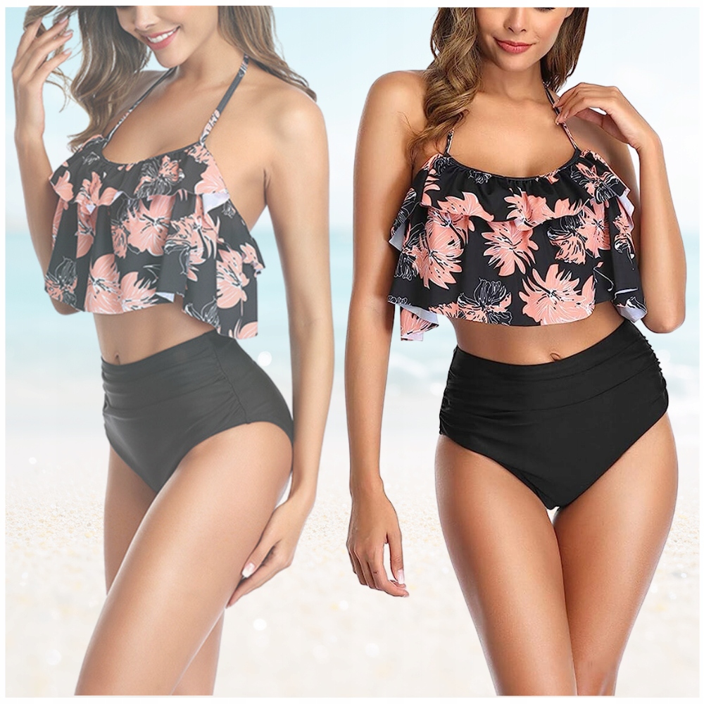 BIKINI DWUCZĘŚCIOWE PUSH UP WYSOKI STAN CZARNE M