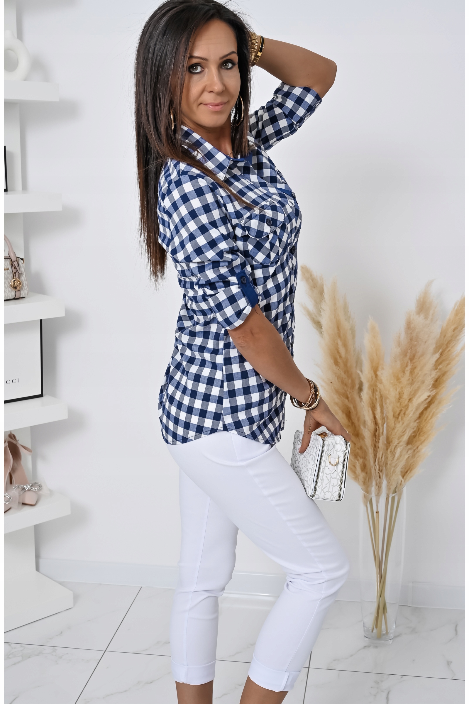 WIOSENNA CASUALOWA KOSZULA W KRATĘ VERA! WZ.4 XXL Kolor niebieski