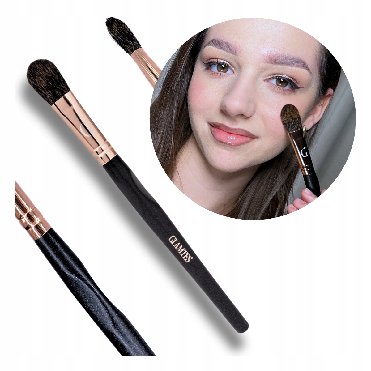Štětec na pudr Rozjasňovač na make-up Štětec Glamtes Přírodní