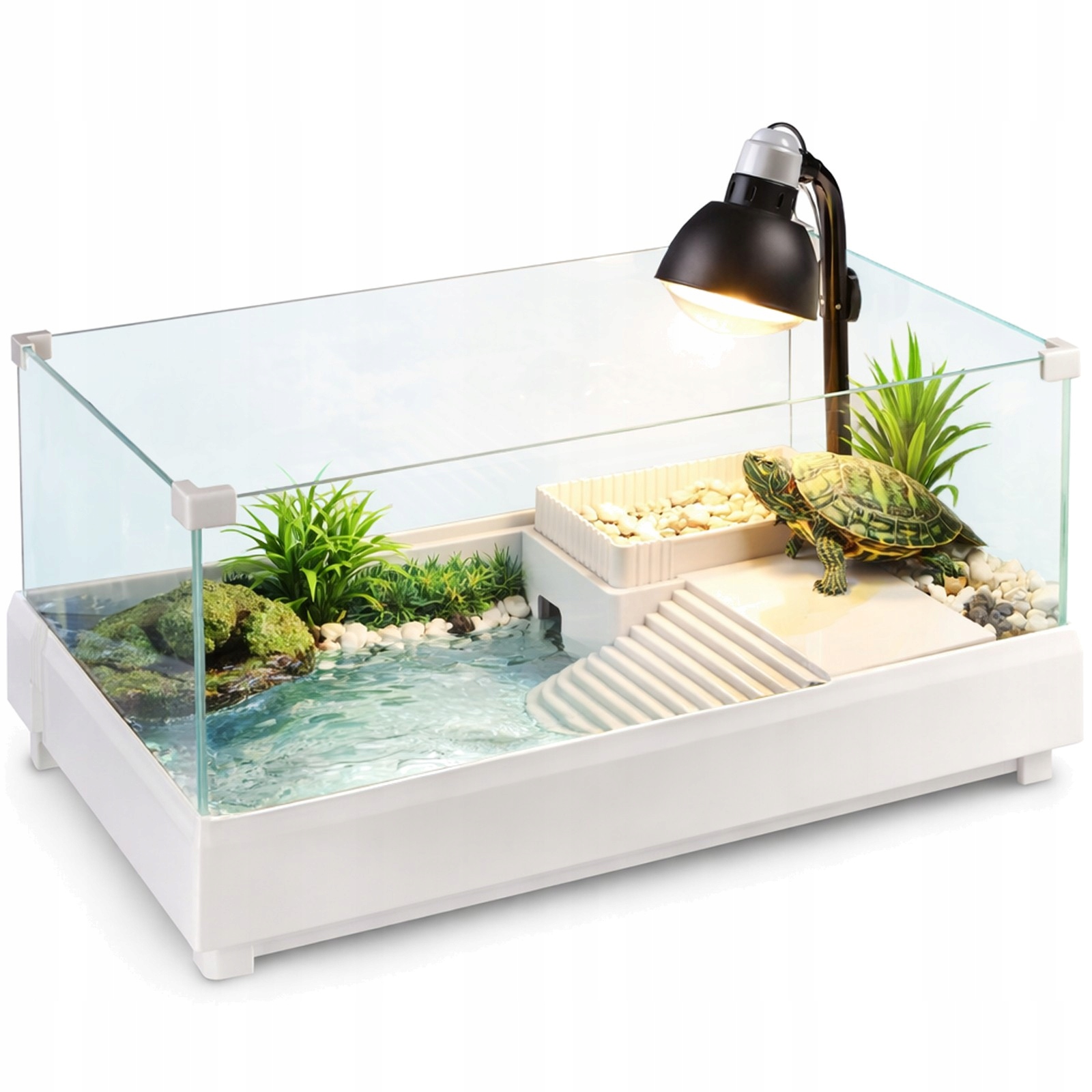 Levně Moderní Akvárium Pro Želvy S Ostrovem Hydroponická Zahrada Kohoutek 39 CM