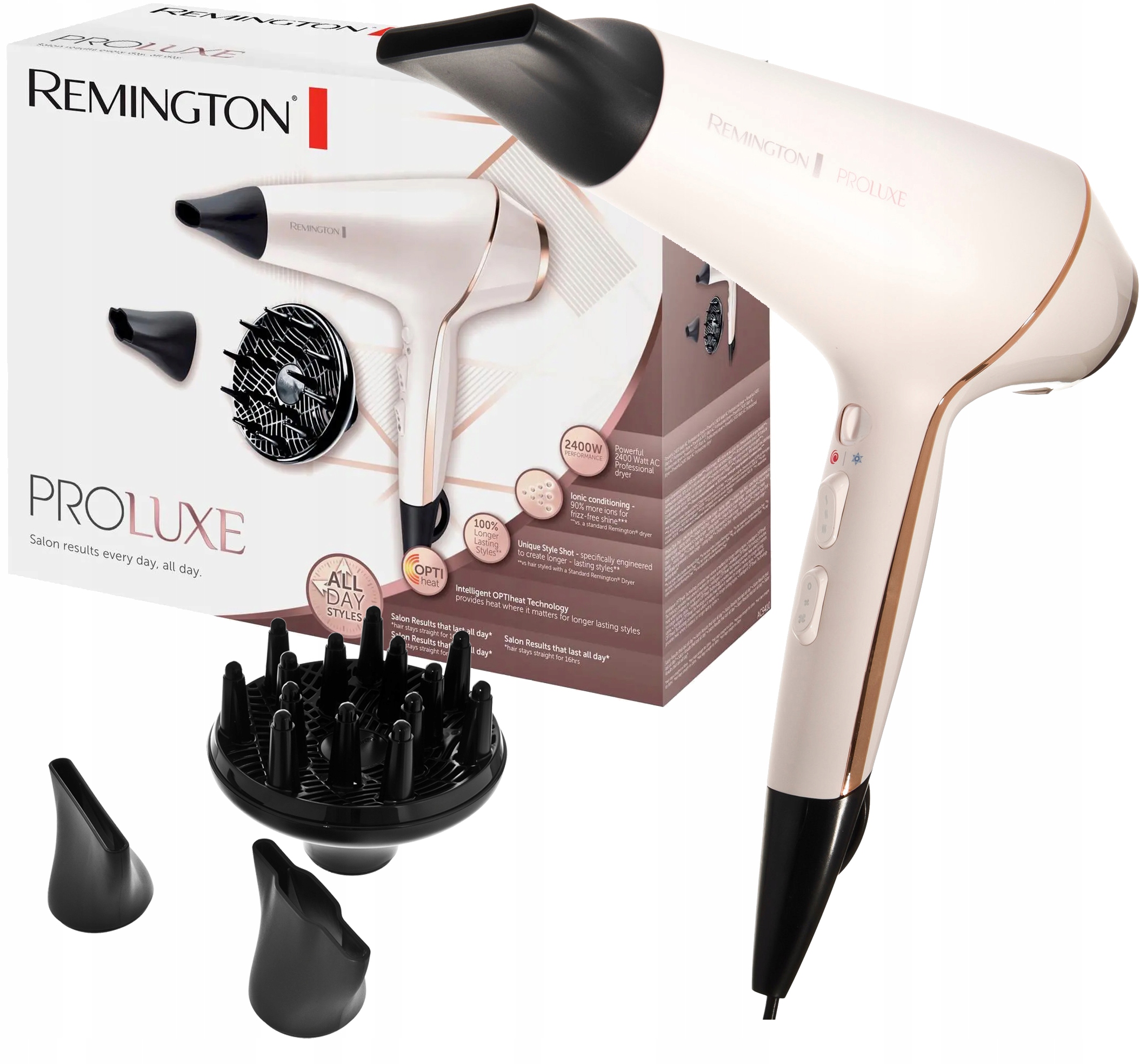 fén Vlasů 2400 W Ionizace Difuzér Koncentrátor Funkce Optiheat