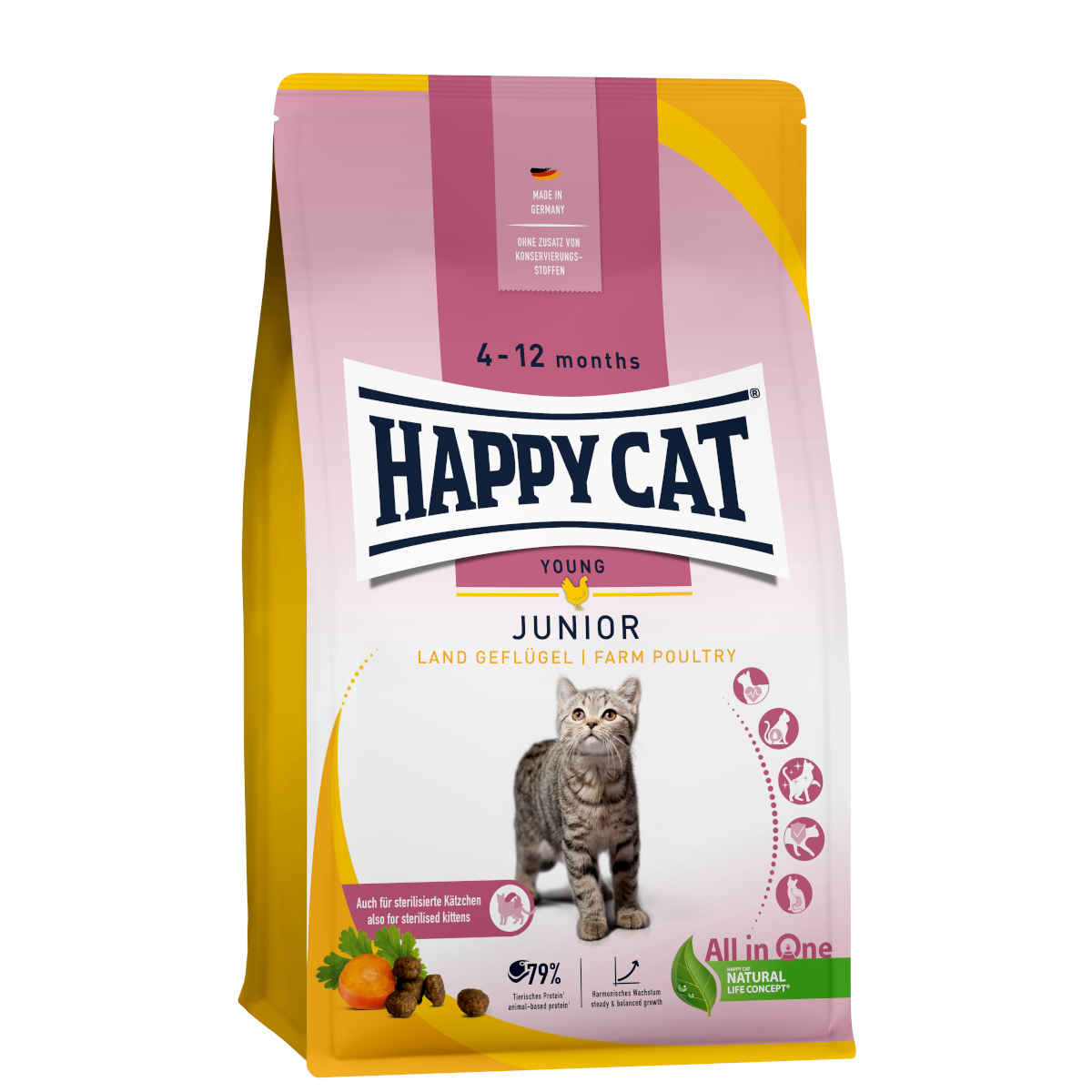 Happy Cat Junior Land-Geflügel Kurczak 4kg