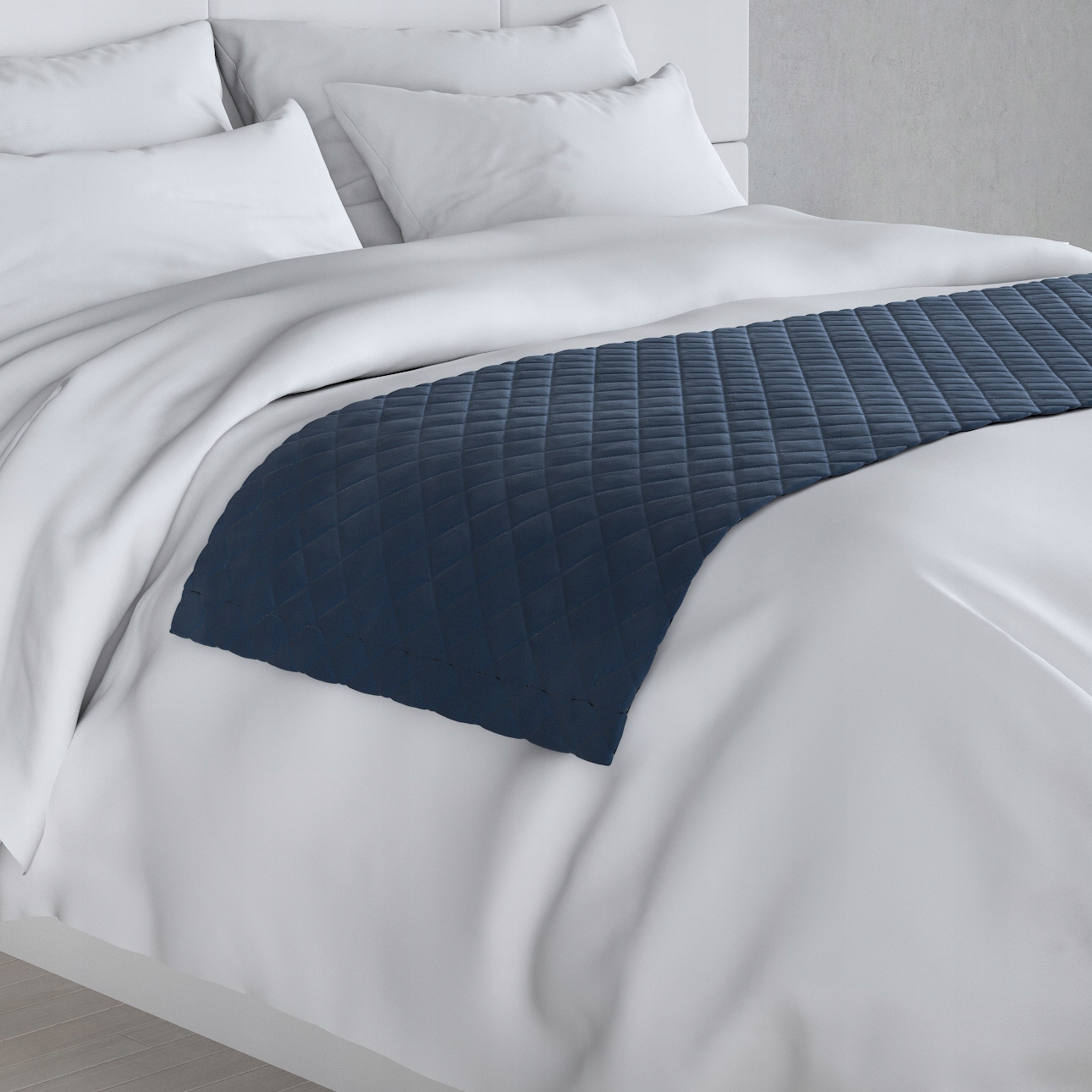 Dekoria Hotelová přehozová deka Velvet 60x200 cm odstíny modré