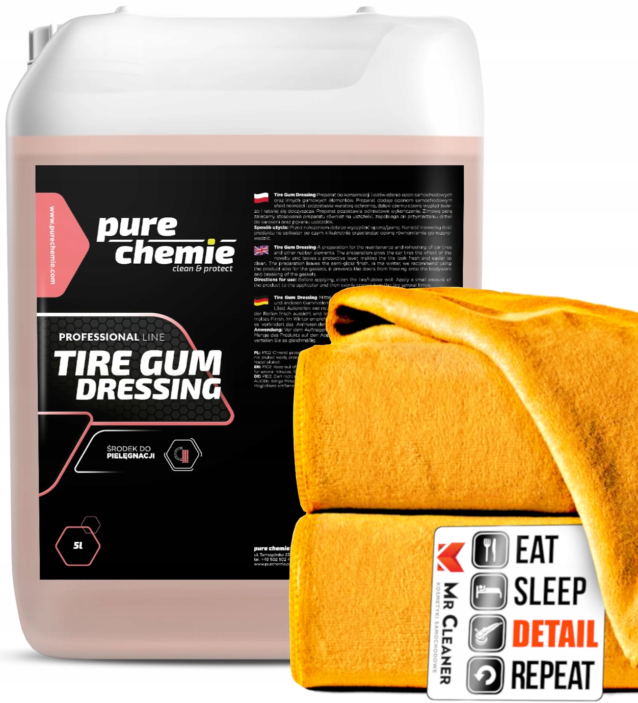 Pure Chemie Tire Gum Dressing Na Pneumatiky A Gumu Polomatná Povrchová Úprava 5 L