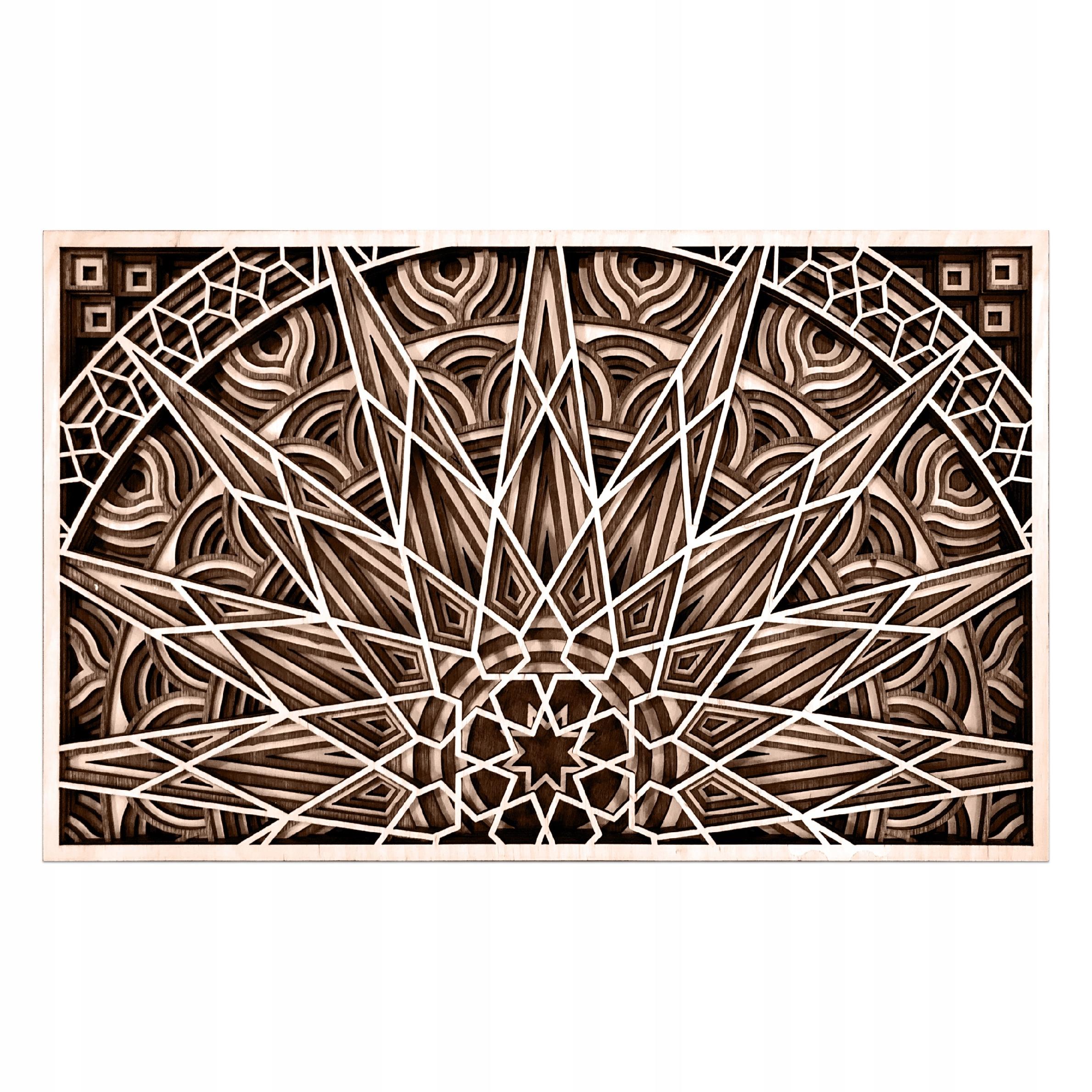 Mandala dřevo 8 vrstev dekorace na zeď Laser