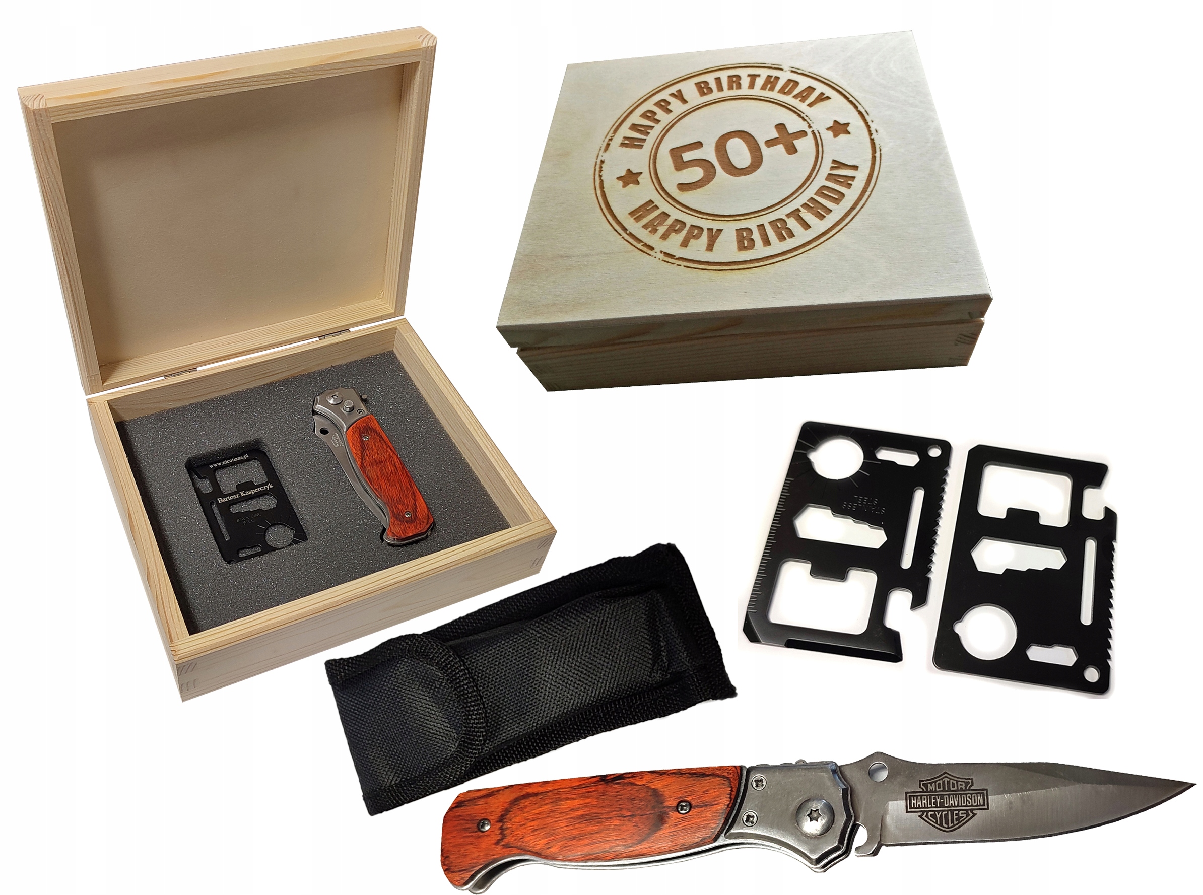 

Nóż Sprężynowy, Myśliwski ,karta, Pudełko Grawer