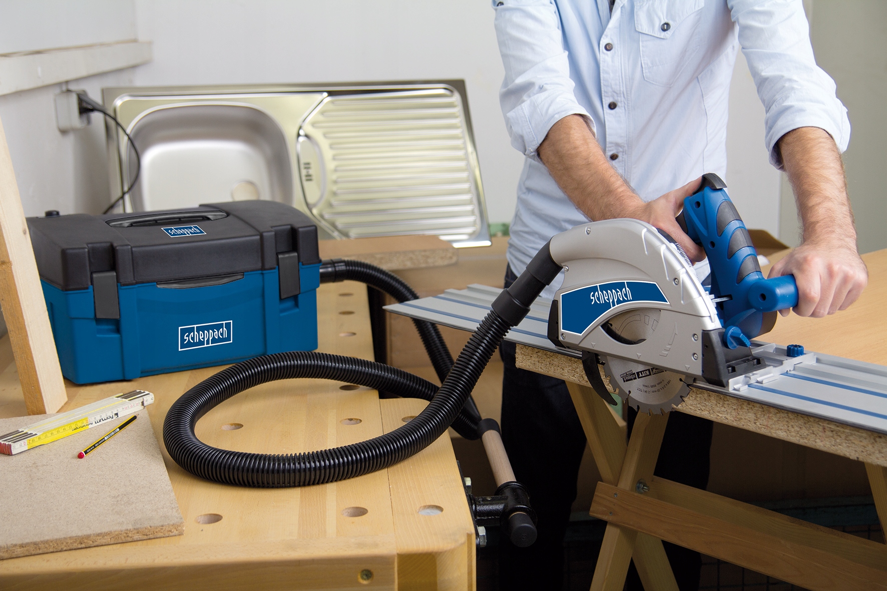 Scheppach PL 55 piła zanurzeniowa + 2x prowadnica 700mm + ochrona przed przechyleniem Marka Scheppach