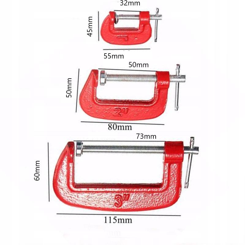 ŚCISK STOLARSKI Modelarski TYP G ZESTAW 3SZT Kod producenta TTG3