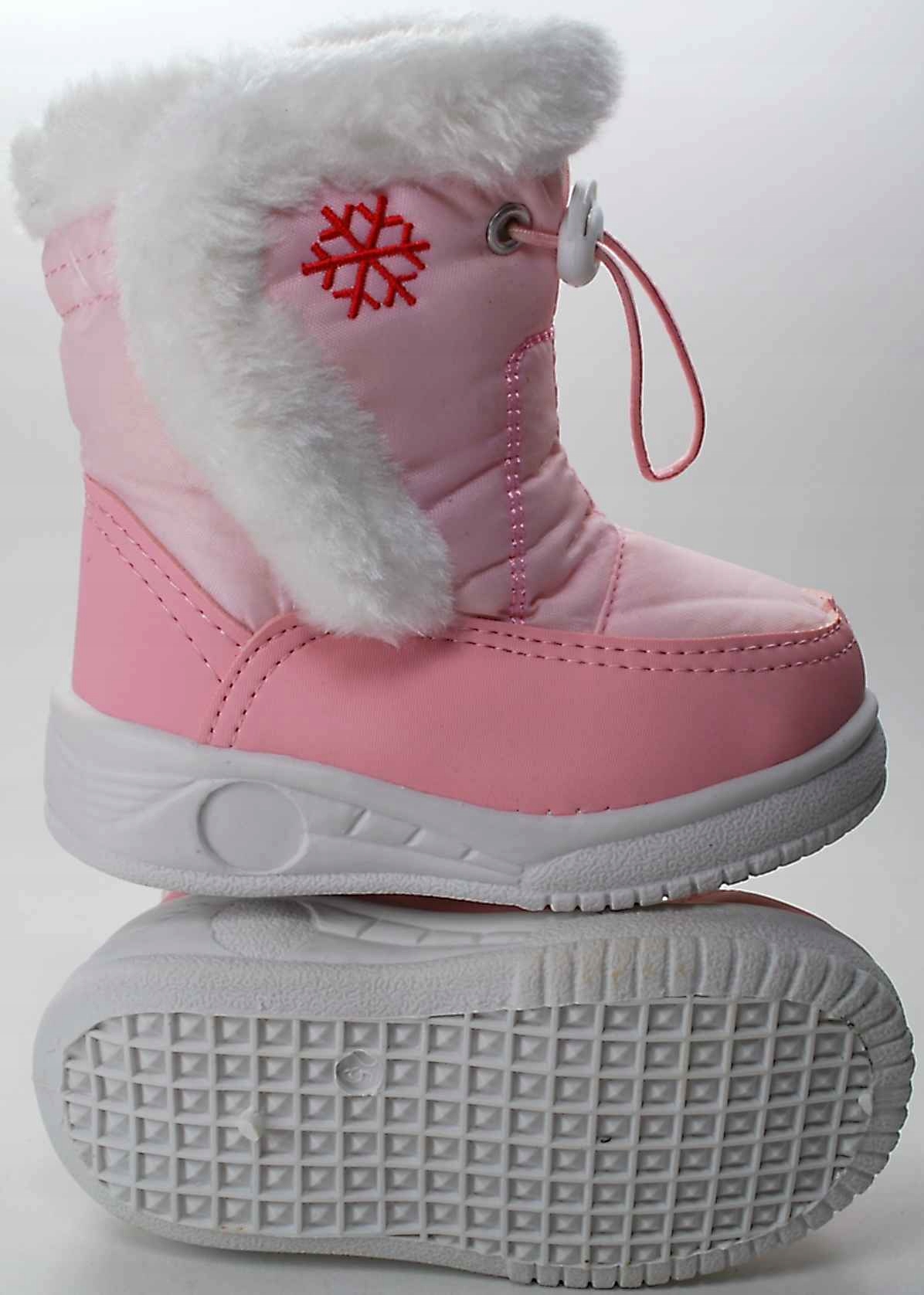 Różowe Ciepłe ŚNIEGOWCE kożuch na rzep 29 Materiał inny materiał