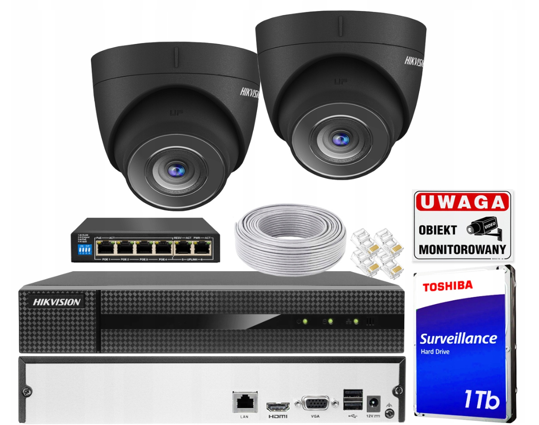 Sada pro monitorování Hikvision T4 Black Kit PoE