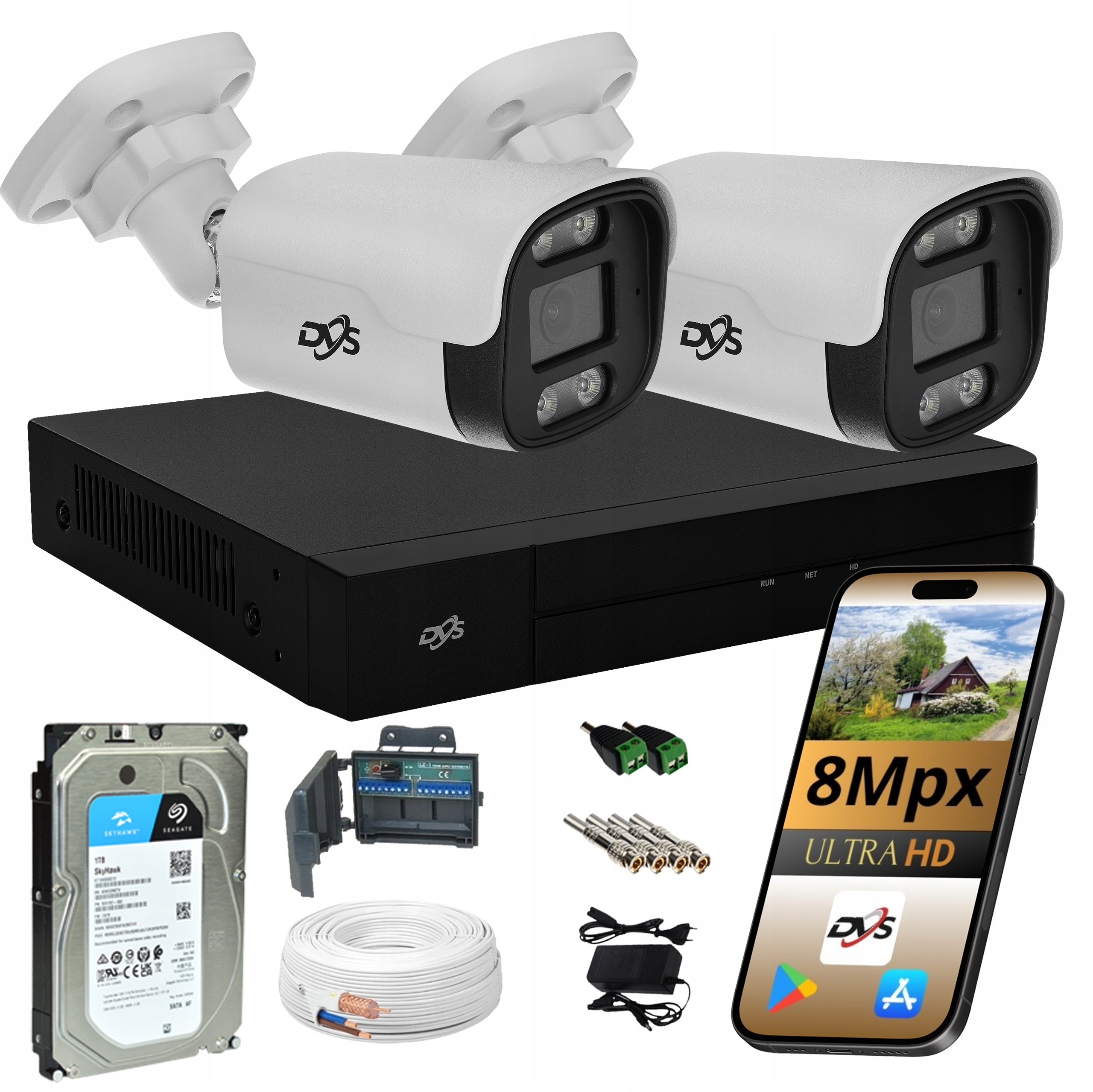 Sada 2 Kamer Analogové Venkovní Kamery Pro Monitorování Dual Light 8Mpx