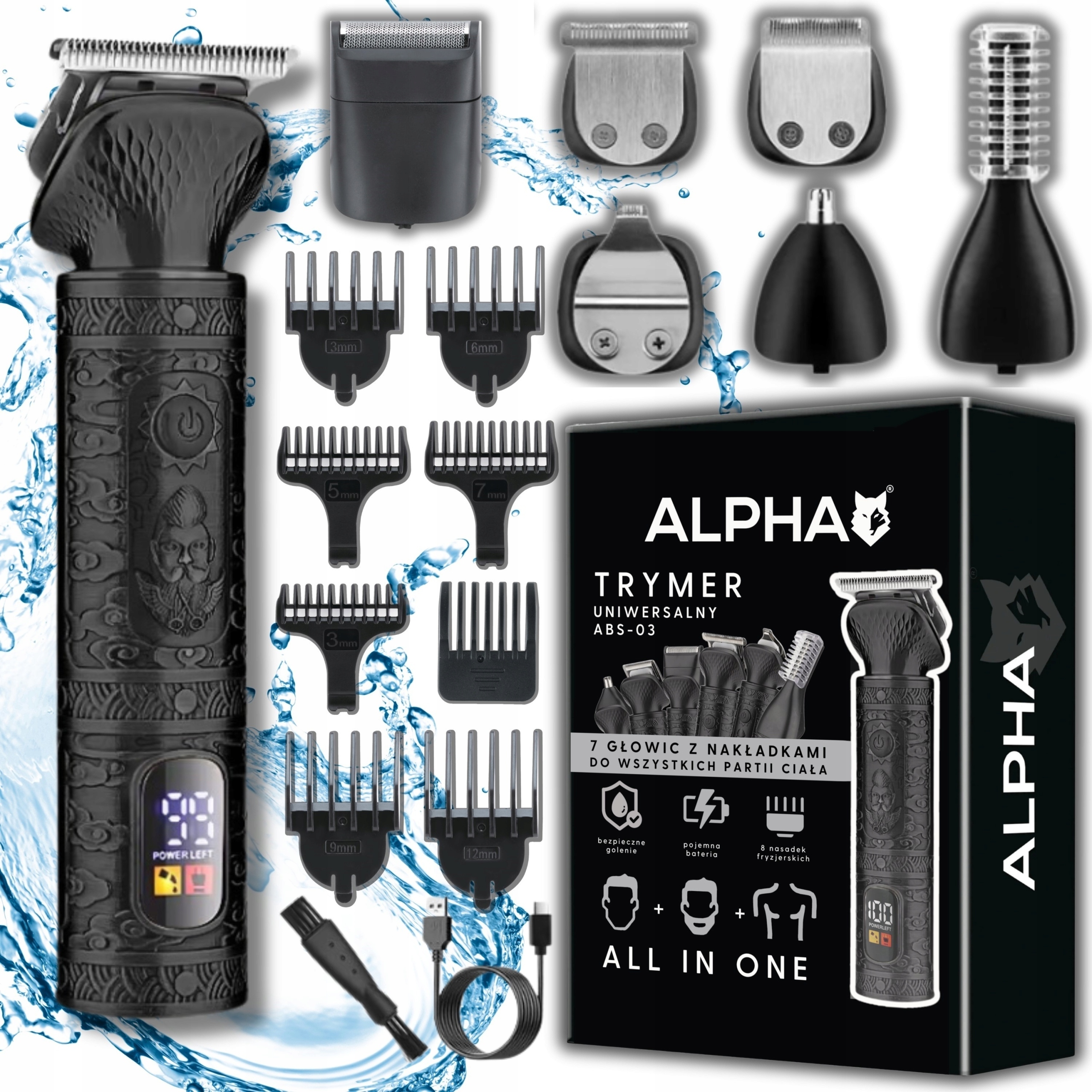 Stříhací Strojek Na Vlasy Alpha 7v1 Holicí Strojek