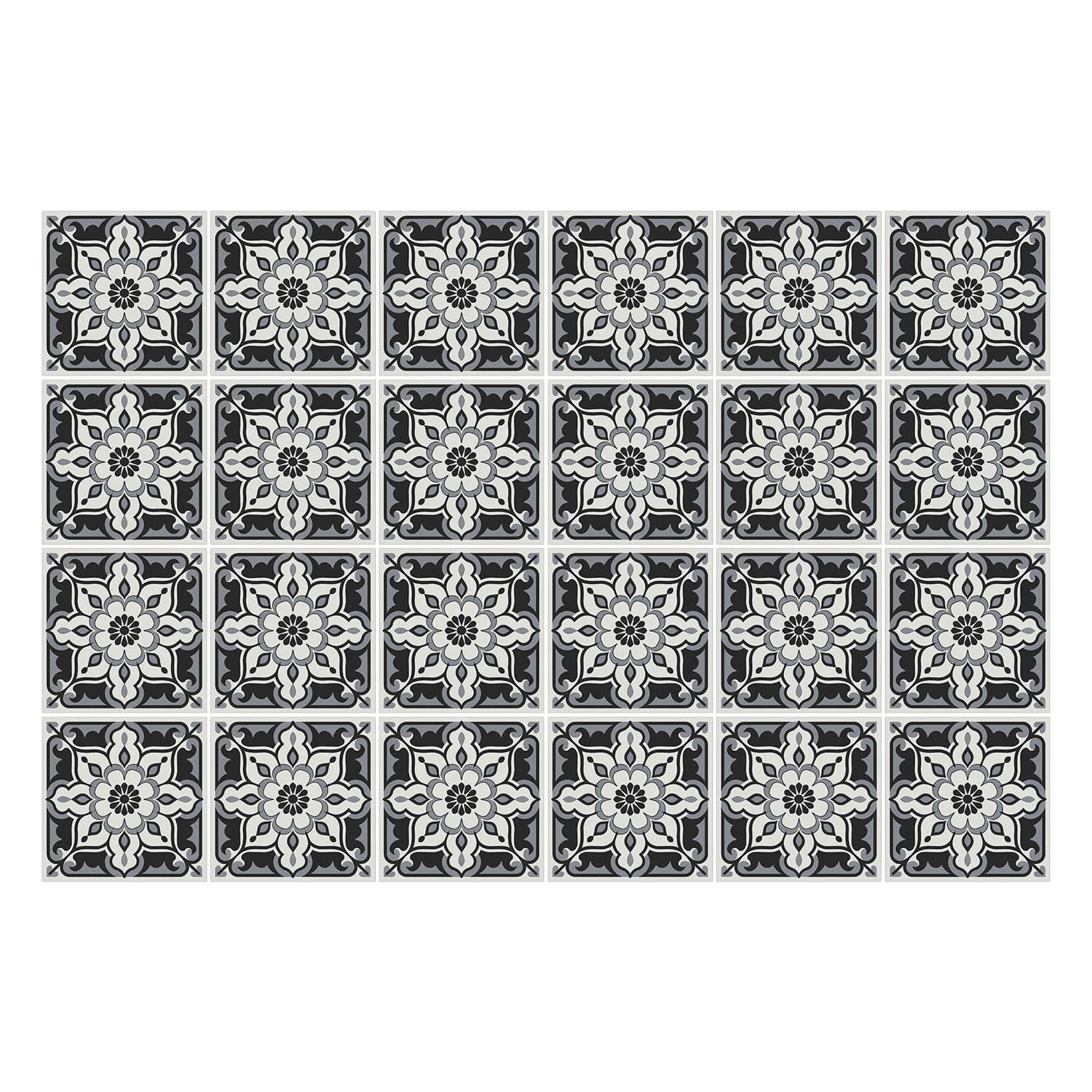 Dekorativní Samolepky na dlaždice Květinový motiv v síťce 24 ks 20 x 20 cm