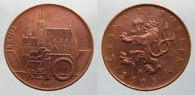 3553.CZECHY, 10 KORON, 2003 ST.2+