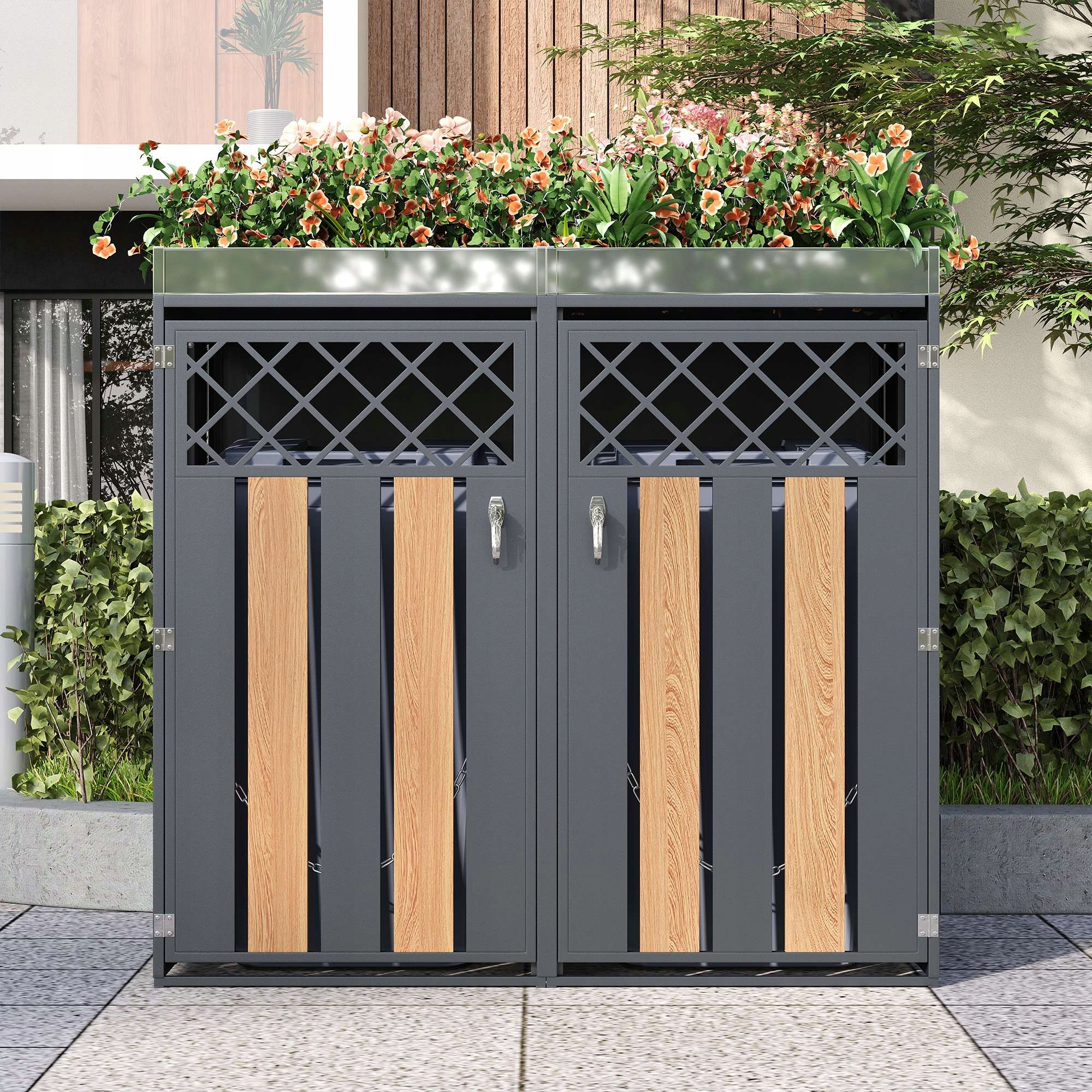 Kryt zahradního odpadkového koše Místo pro sázení 2 dveří