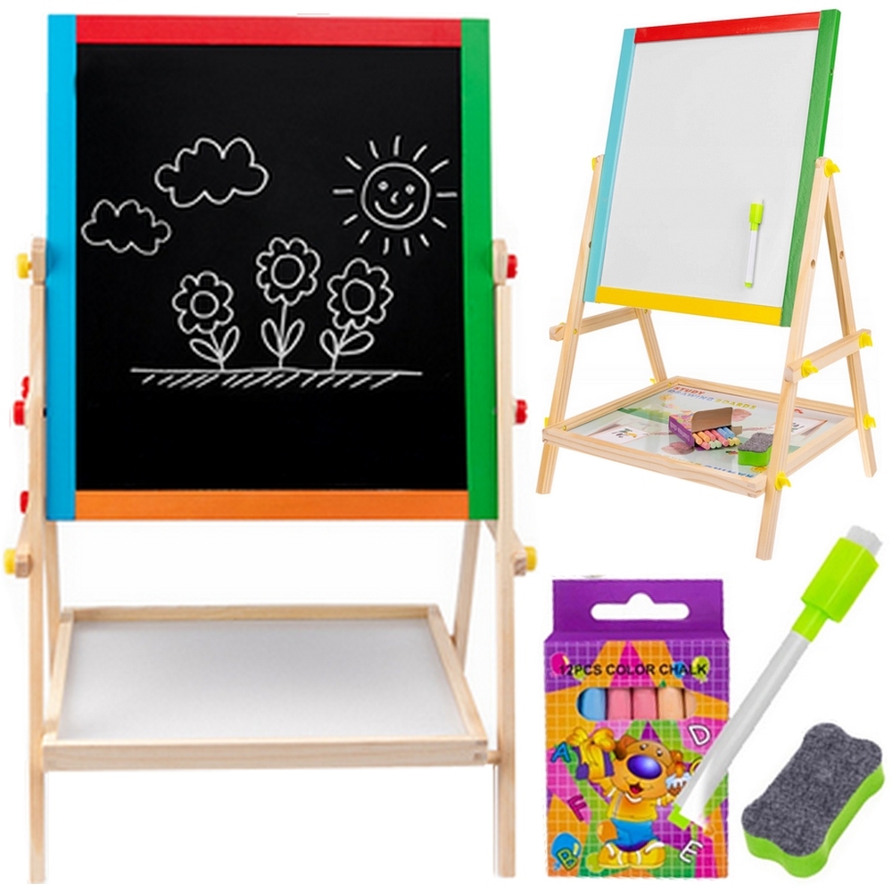 TABLICA EDUKACYJNA DLA DZIECI DUŻA MAGNETYCZNA KREDOWA DWUSTRONNA AKCESORIA