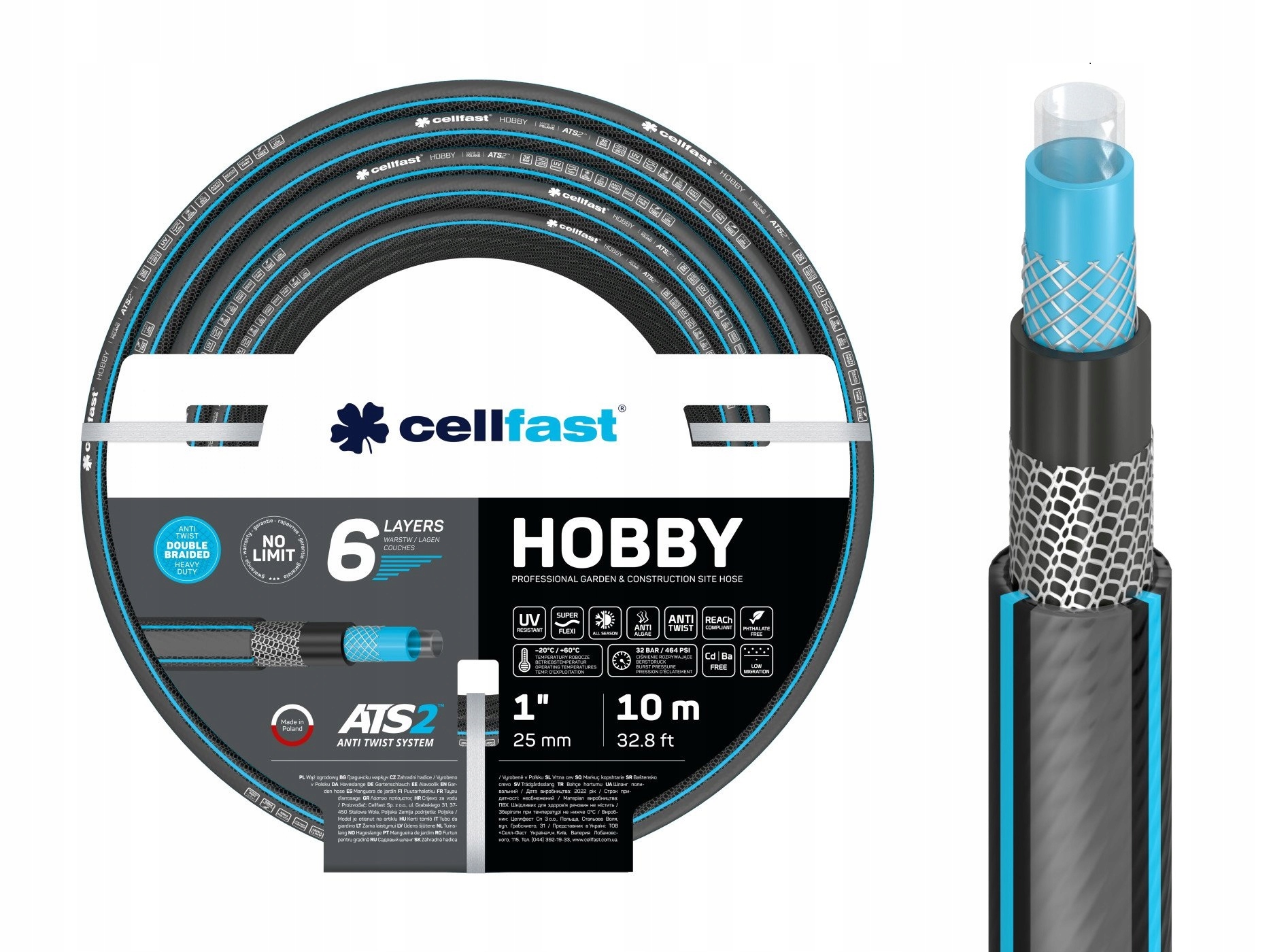 

Cellfast Wąż Ogrodowy Hobby Ats 6-WARSTWOWY 1" 10M