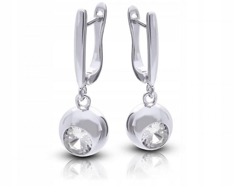 Stříbrné Náušnice Závěsné anglické zapínání Zirkony Stříbro Rod 925