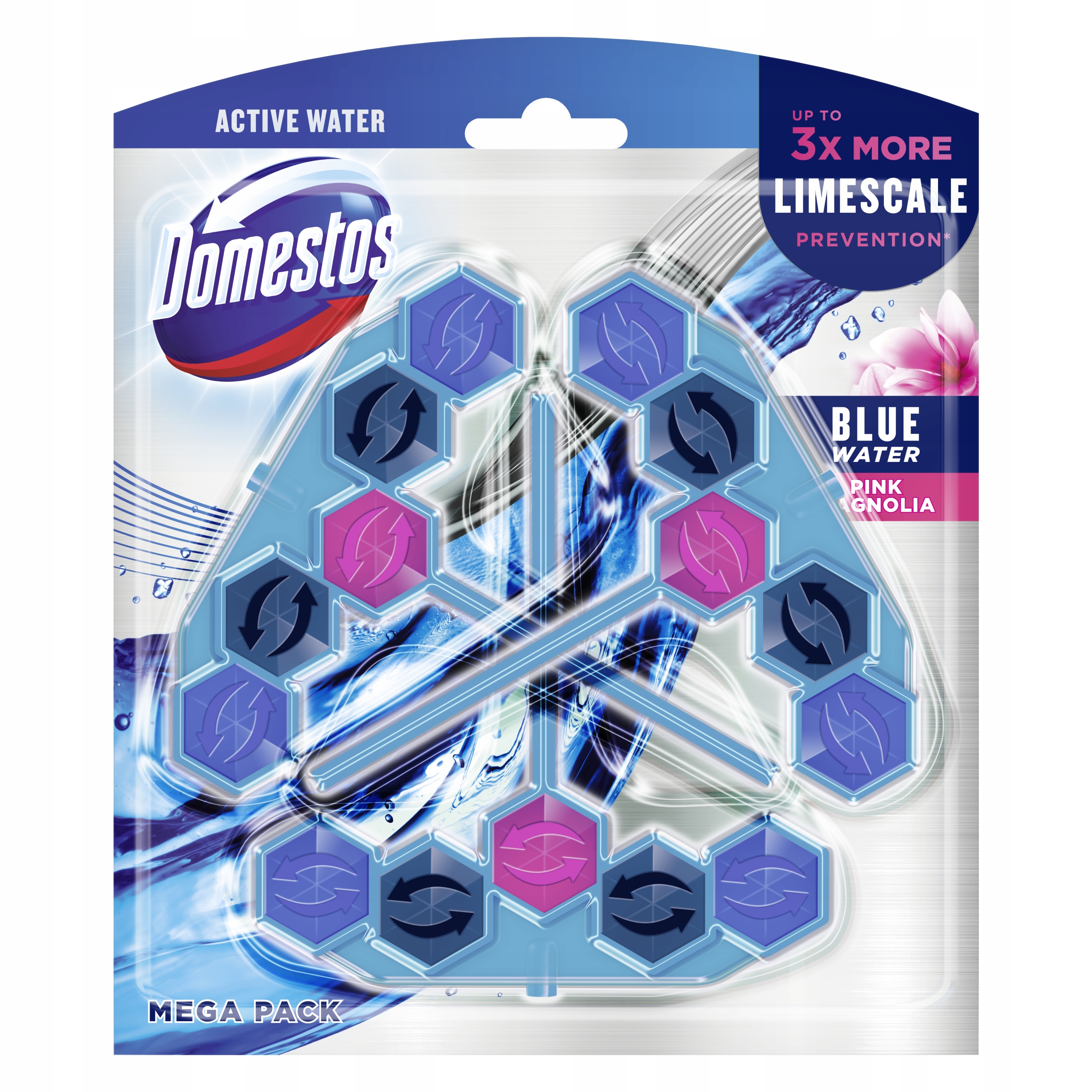 Domestos Power 5+ Aktywna Niebieska Woda Pink Kostka zapachowa do toalet 3
