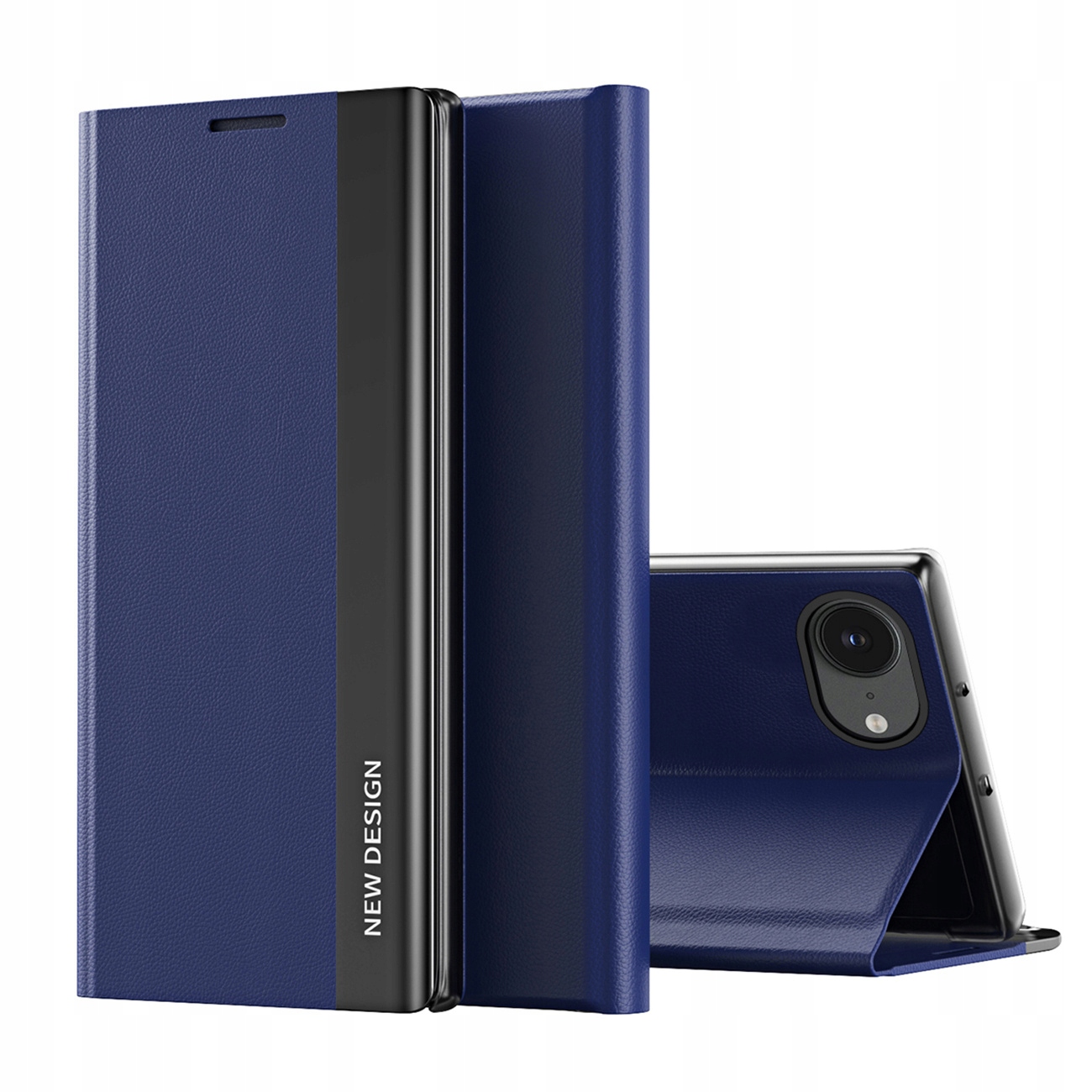 Etui Sleep Case Pro na iPhone 16e 17e z klapką i podstawką niebieskie