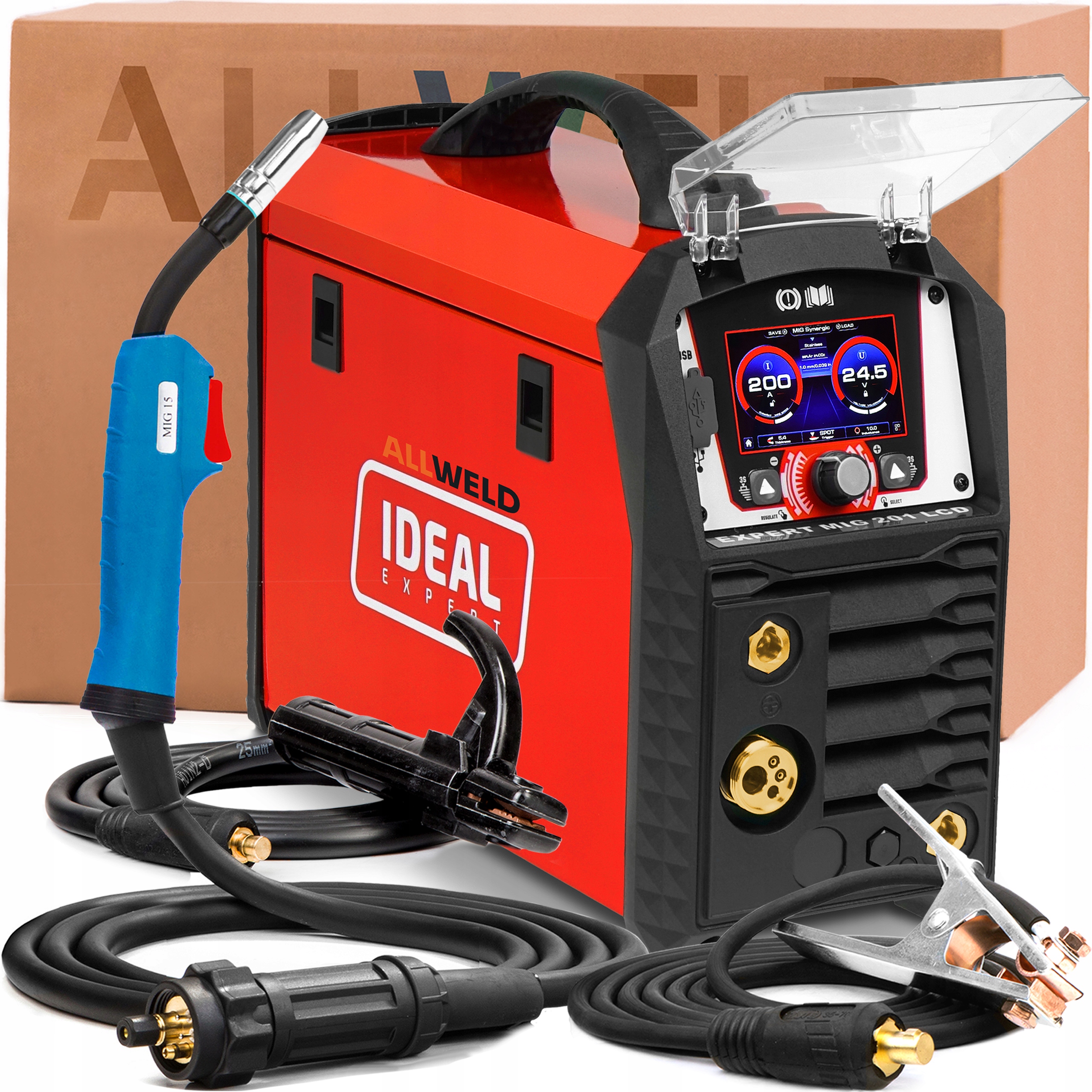 Invertorová Svářečka Ideal Expert Mig 201 LCD 230V 200A Synergie Mma Tig Lift