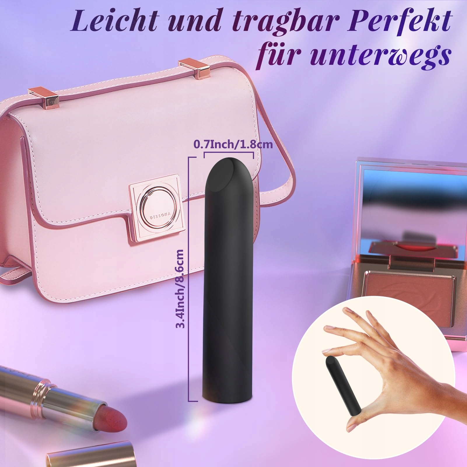 MINI VIBRATOR DLA KOBIET 10 TRYBÓW WIBRACJI CICHA STYMULACJA — miniatura 4