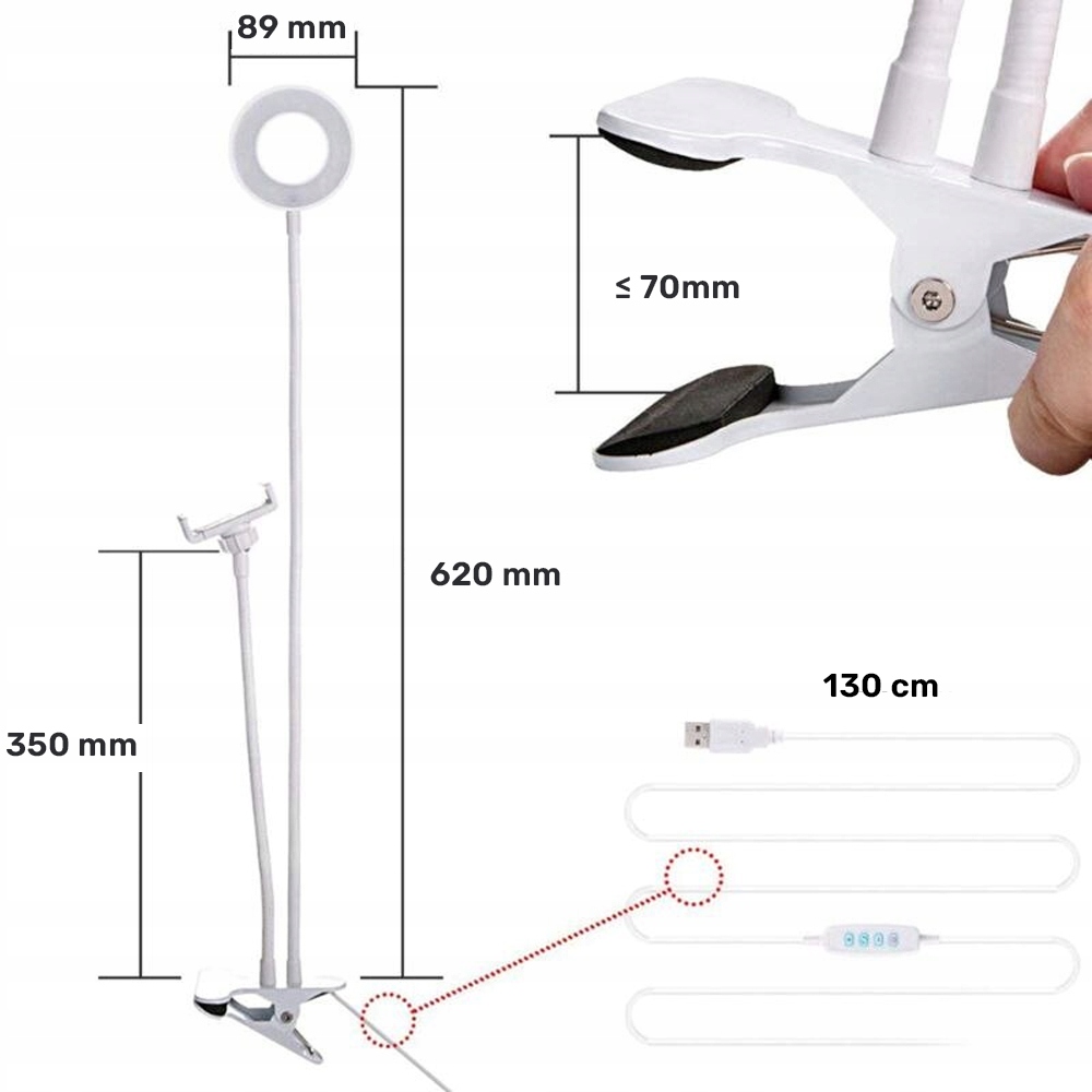 LAMPA PIERŚCIENIOWA LED SELFIE DO TELEFONU ALOGY Kod producenta 47696