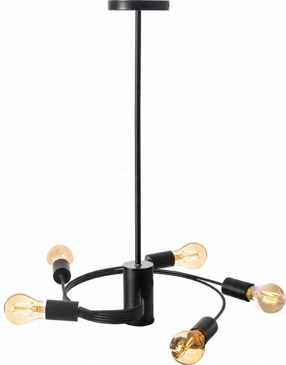

Lampa Sufitowa Wisząca Żyrandol Loft Czarna 5xE27