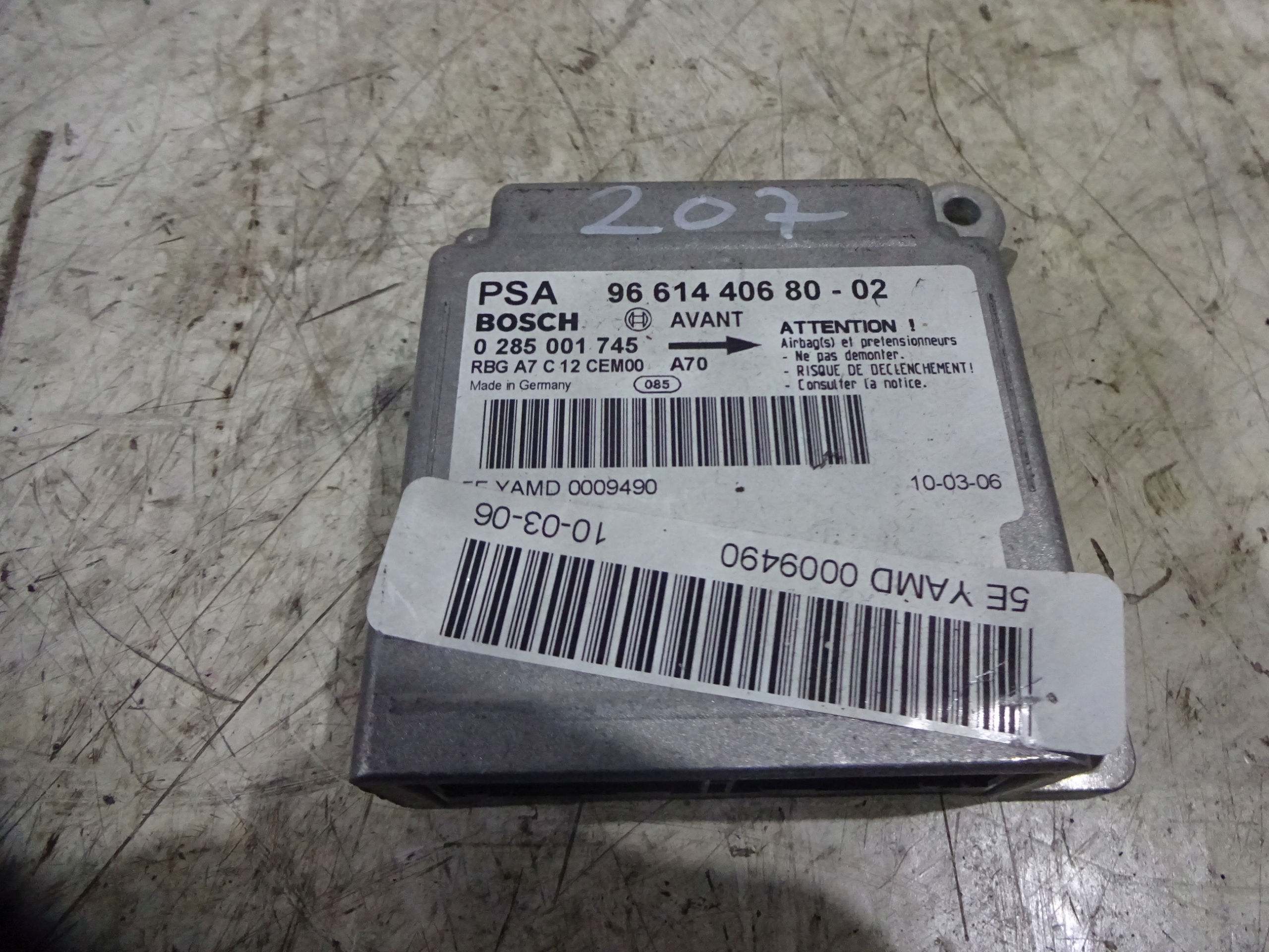 MODUŁ PODUSZEK AIRBAG PEUGEOT 207 06-