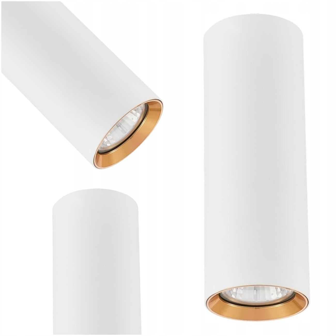 Tuba Nástěnná Manacor 17 CM Kulaté Stropní Svítidlo Bílo Zlatá 1XGU10