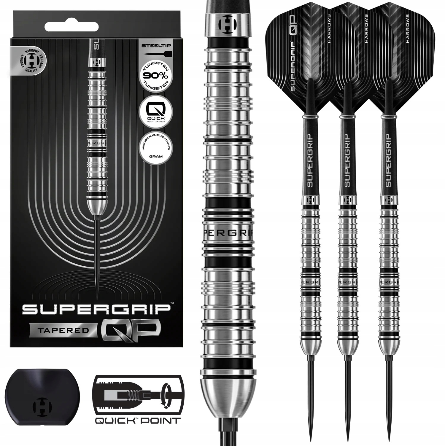 Lotki Rzutki Dart Harrows Supergrip Quick Point Tapered 90% Wolfram 26g