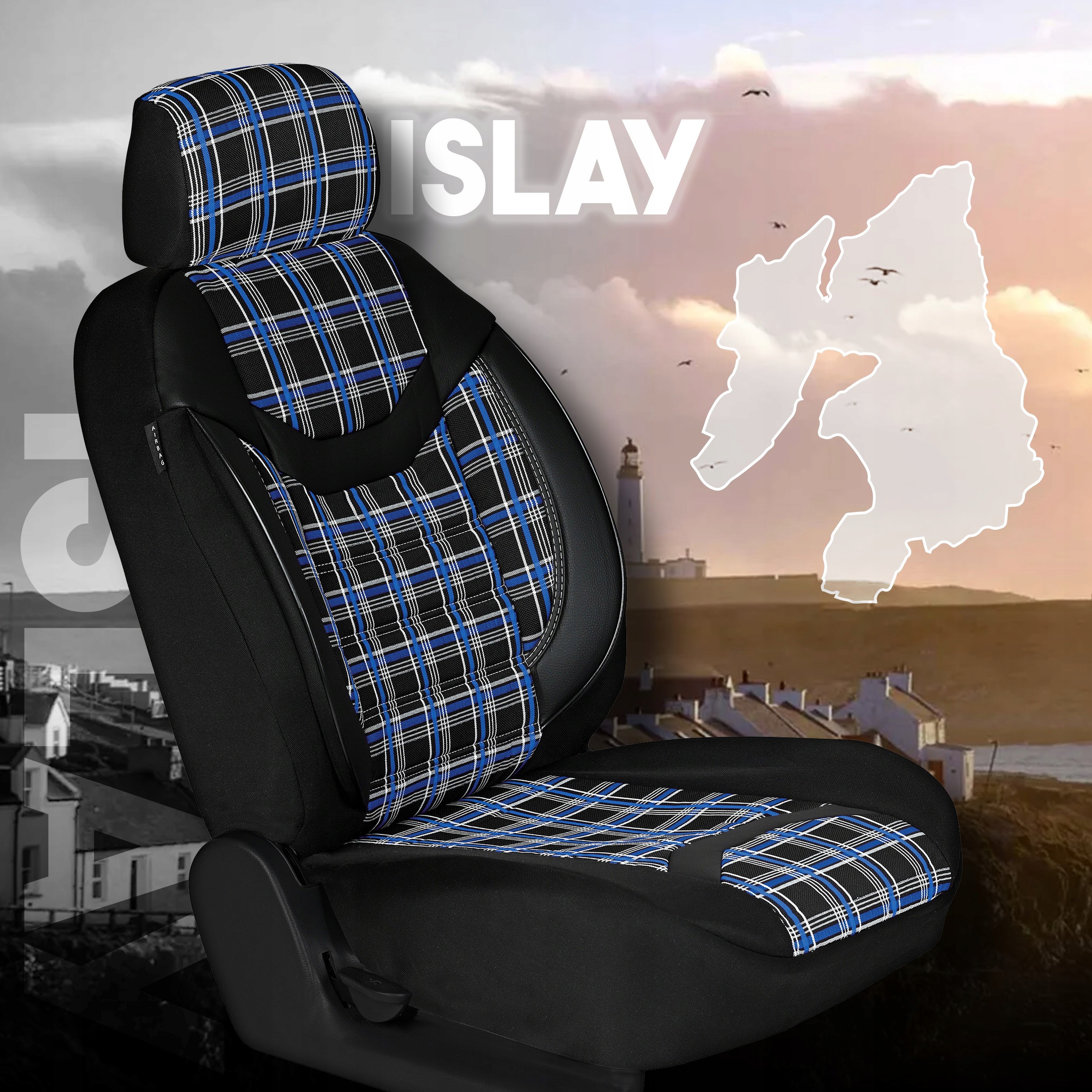 Pokrowce Islay blue Skoda Fabia Scala Rapid Roomster Praktik Producent Wildcar