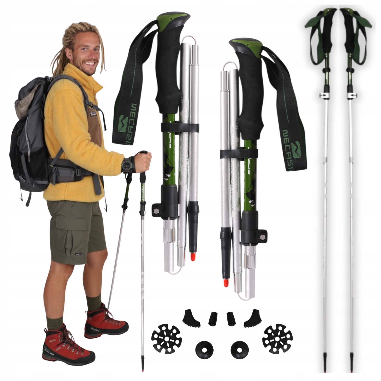 Trekingové Hole Nordic Walking Skládací Hole Lehké Pro Chůzi Hory 2x