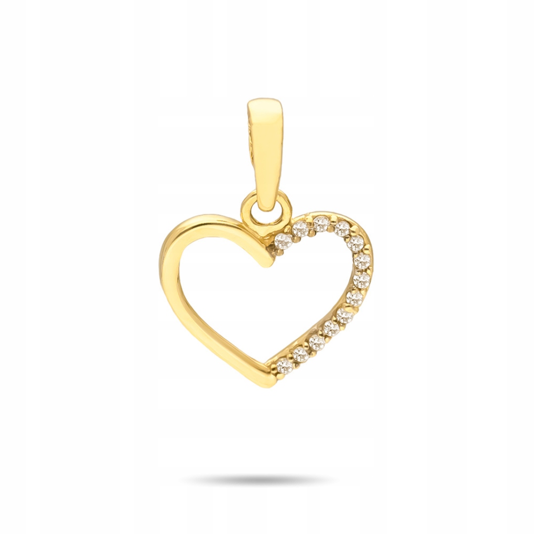 Zlatý přívěsek s obrysem srdce s kameny na jedné straně pr. 585