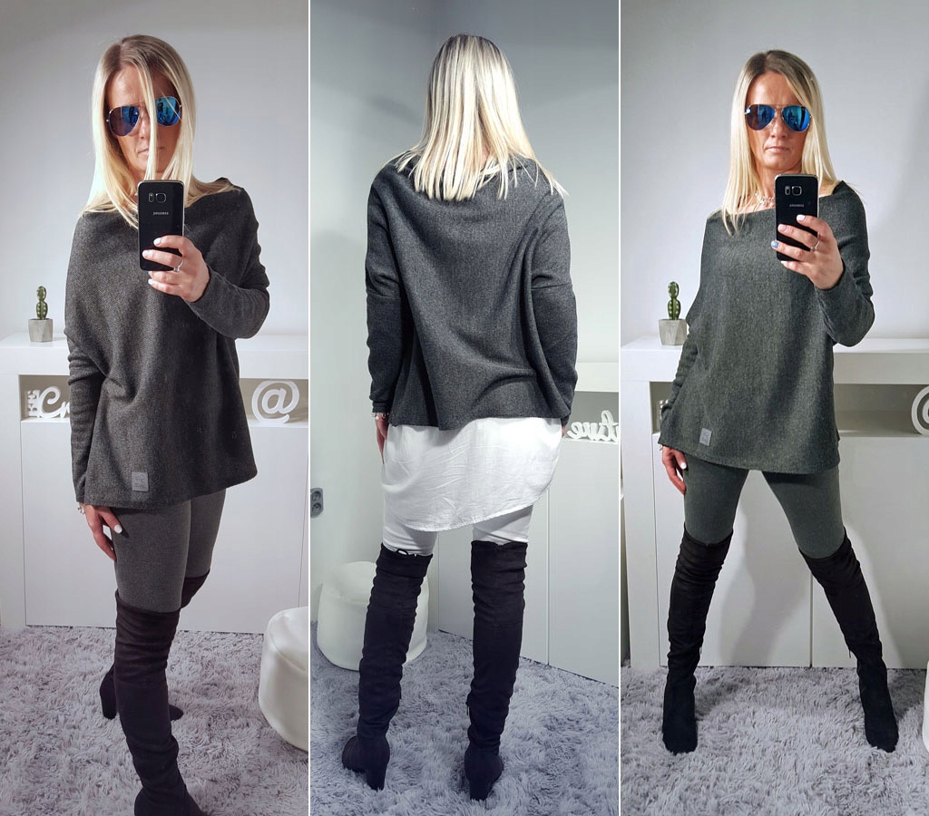 

Sweterek Oversize Tunika Sweter Wool Odkryte Ramię