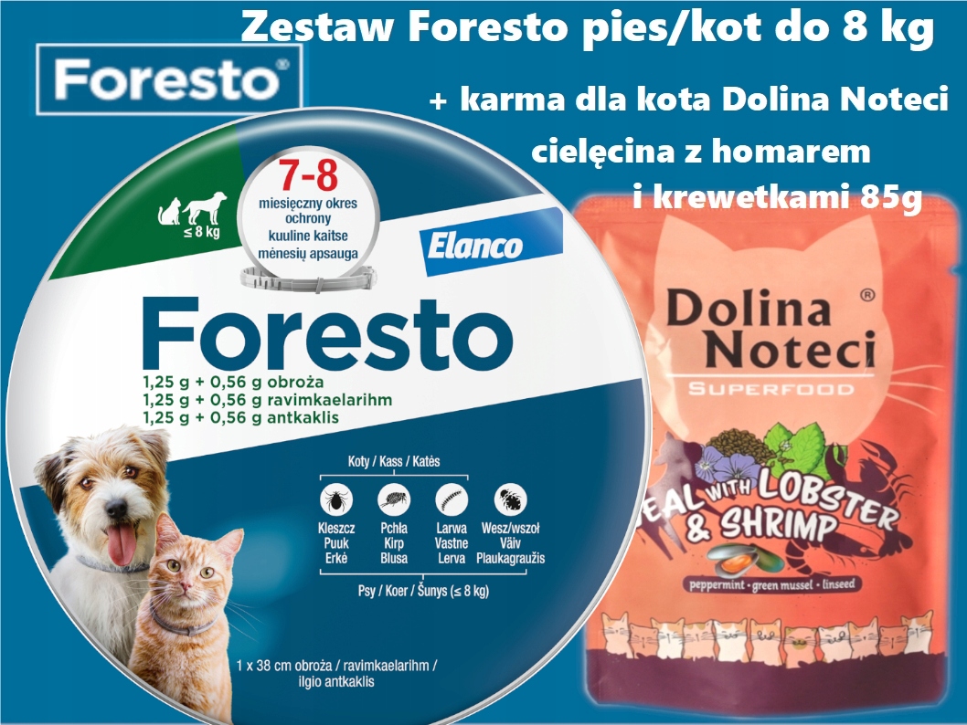 Foresto Obroża Pies/kot Do 8 Kg saszetka mokrej karmy dla kota