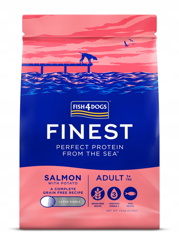 Levně FISH4DOGS Granule malé pro dospělé psy Finest losos s bramborami 1,5 kg,1+
