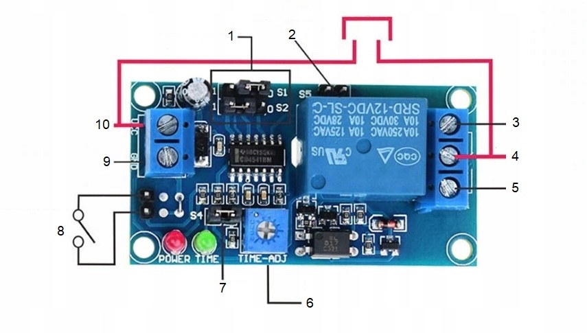 Przekaźnik czasowy timer 12V 0.13s - 1h Producent bez marki