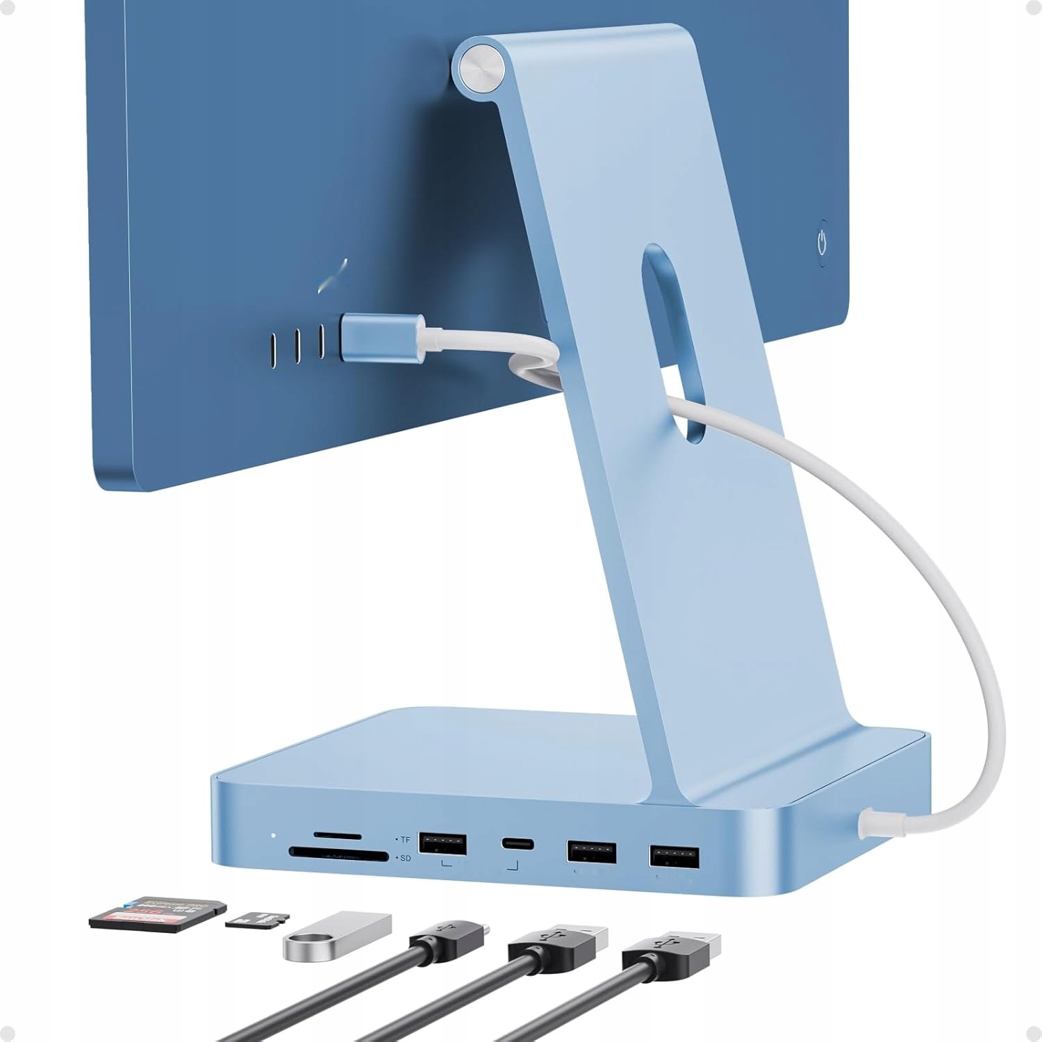 Usb-c hub Pulwtop 7 w 1 do iMac 24 z obsługą M.2 NVMe Ssd, niebieski