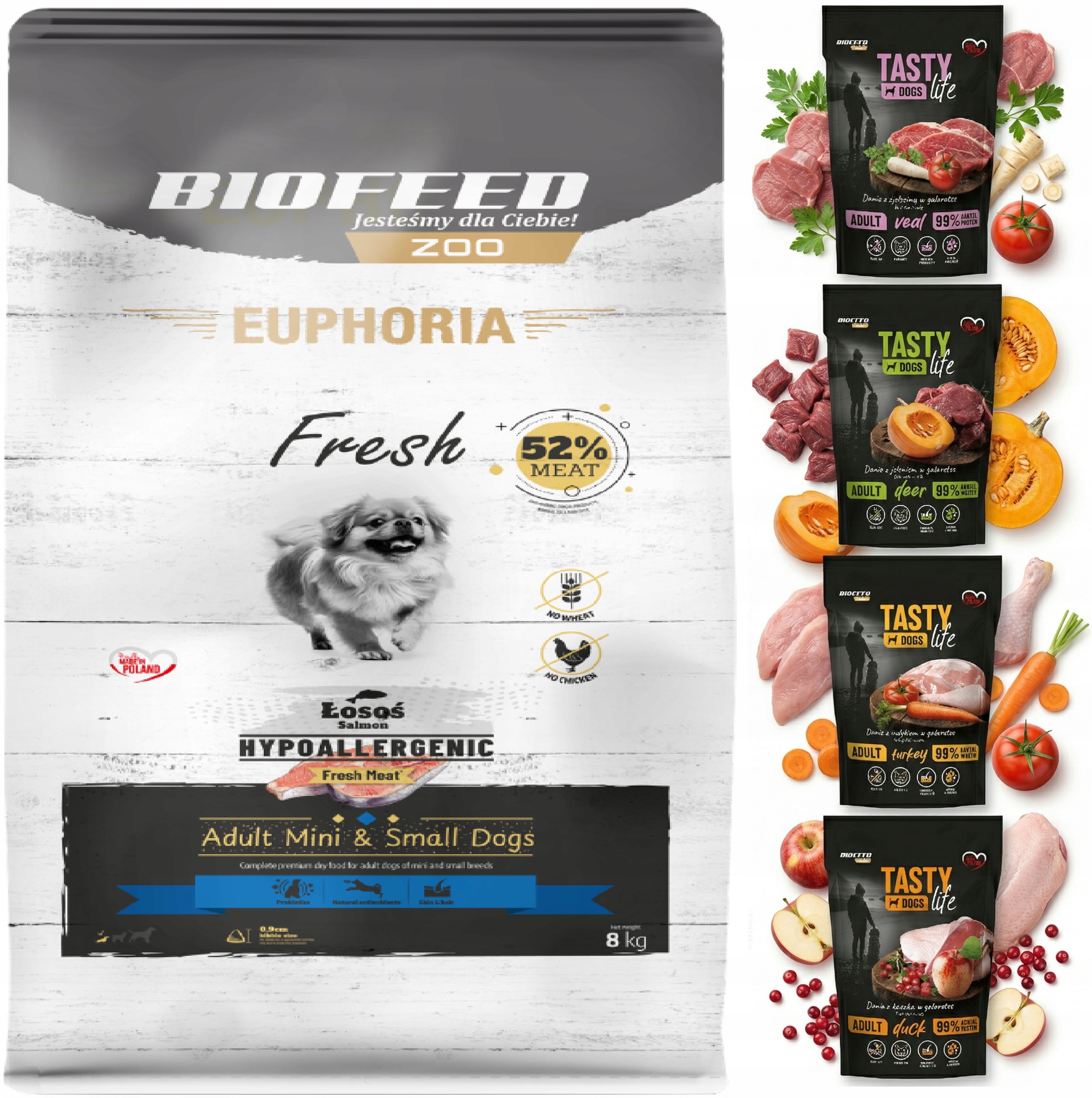 Karma dla psa Euphoria Fresh Salmon Hypoalergiczna Łosoś 8kg +4x Saszetka