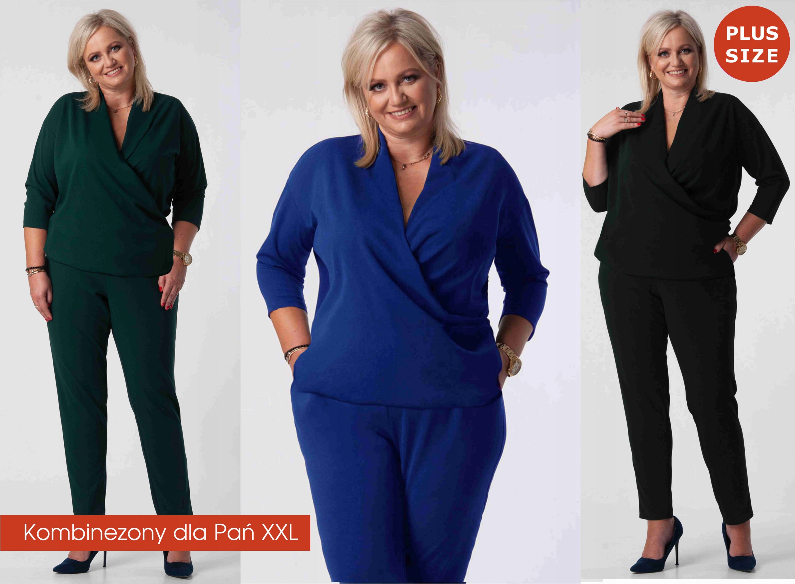ELEGANCKI Kombinezon damski Plus Size WYSZCZUPLAJĄCY (44-54) 46 XXXL Rodzaj elegancki