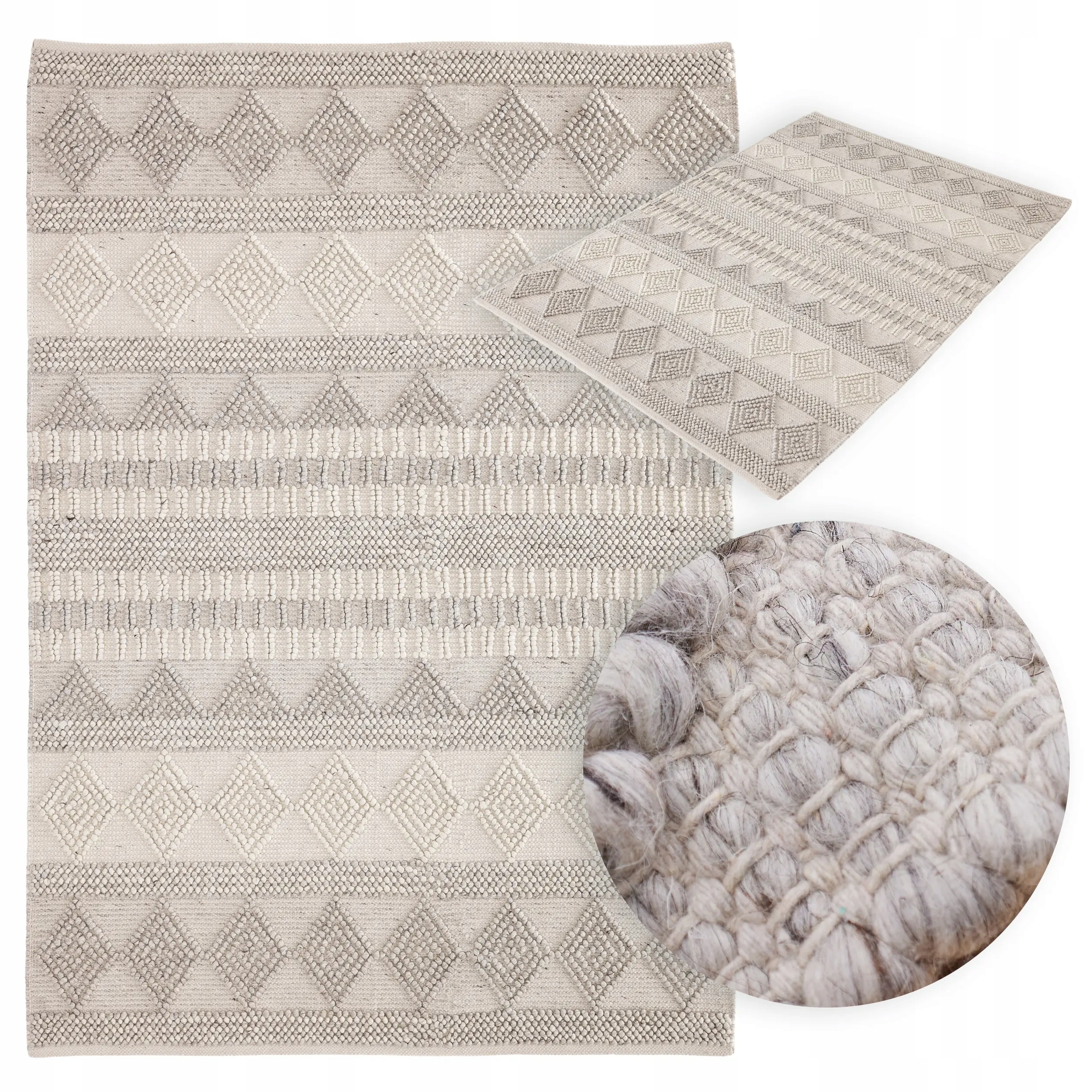 Dywan Goya Grey White do salonu szary ręcznie tkany, indyjski 90 x 150