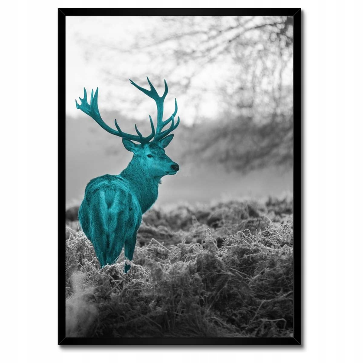 Plakáty v rámu 50x70 Tyrkysový jelen s parožím