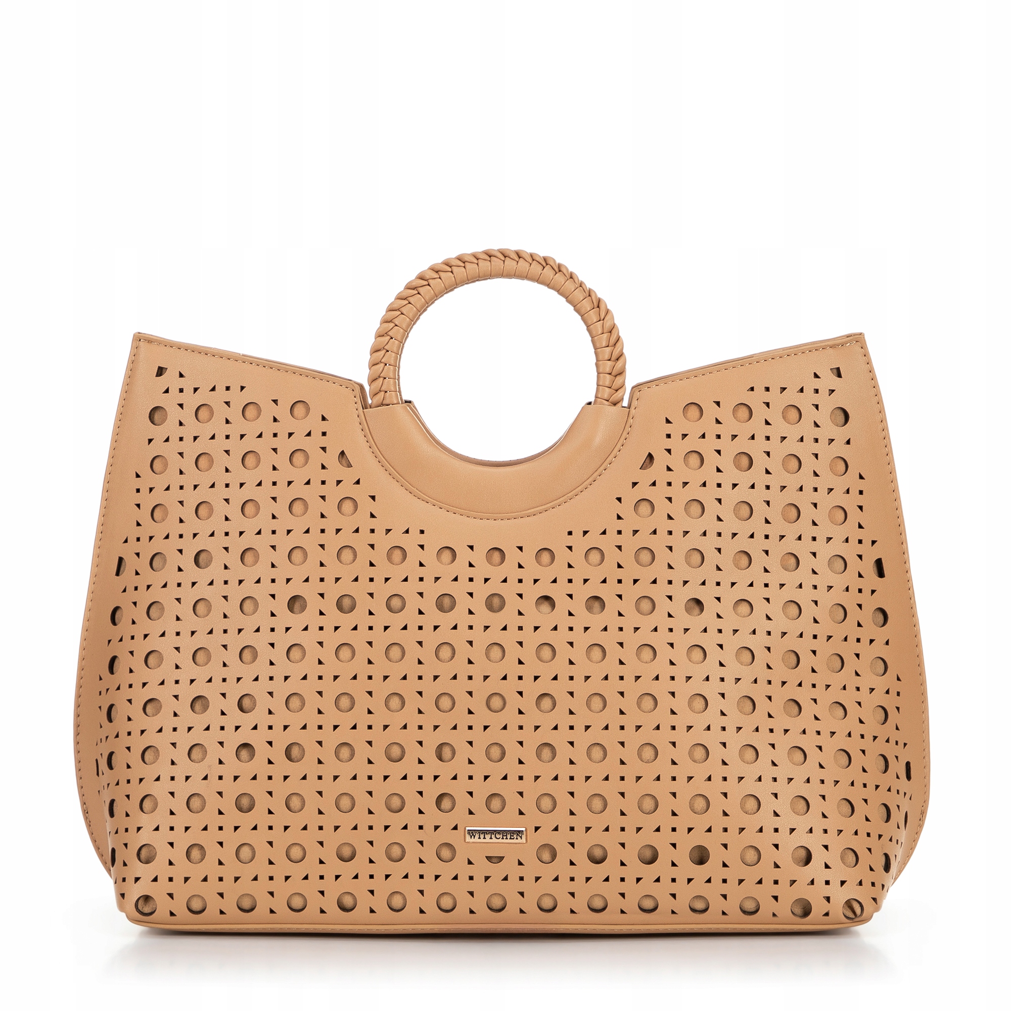 Béžová shopperka s pletenými ručičkami Wittchen 100-4Y-204-9 elegantní