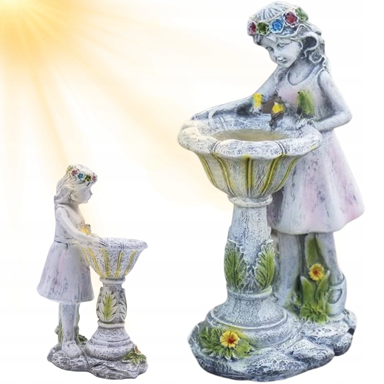 Figurka Wróżki Ogrodowe Z Lampy Solarne Dekoracja 29CM Żywicy Ideal