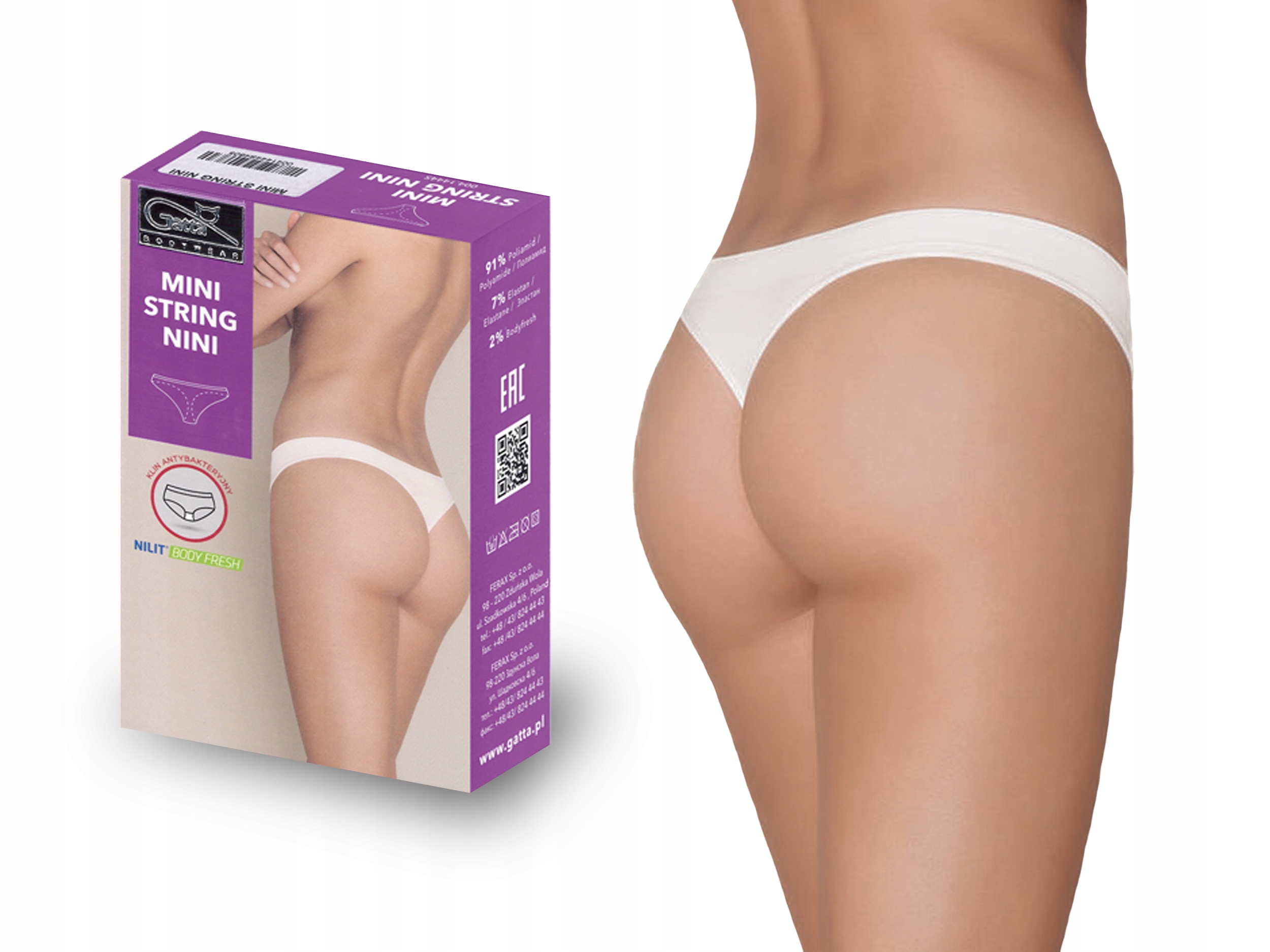 

Bezszwowe majtki Gatta Mini String Nini białe, XL