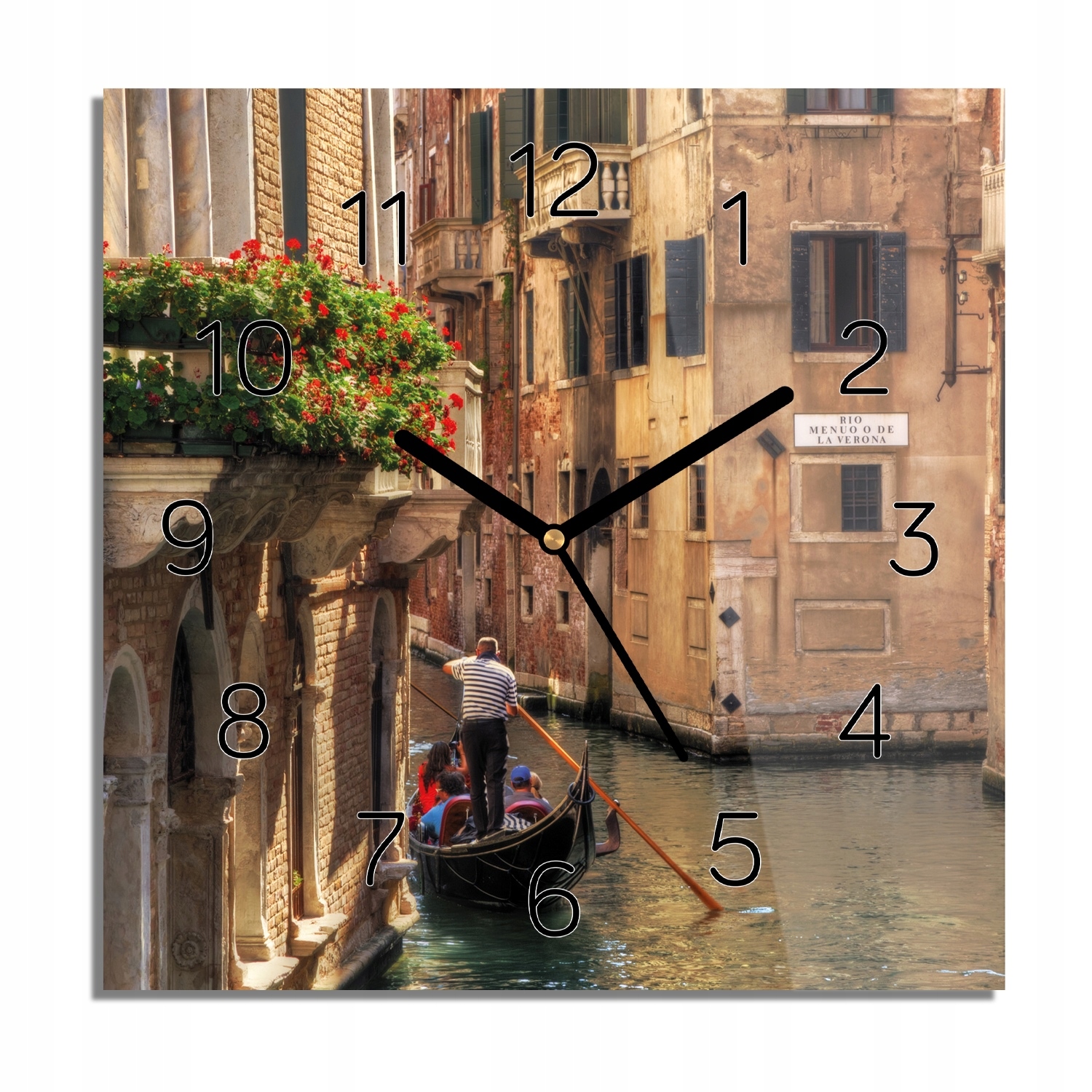 

Gondola Wenecja kanał zegar szklany 30x30 z foto