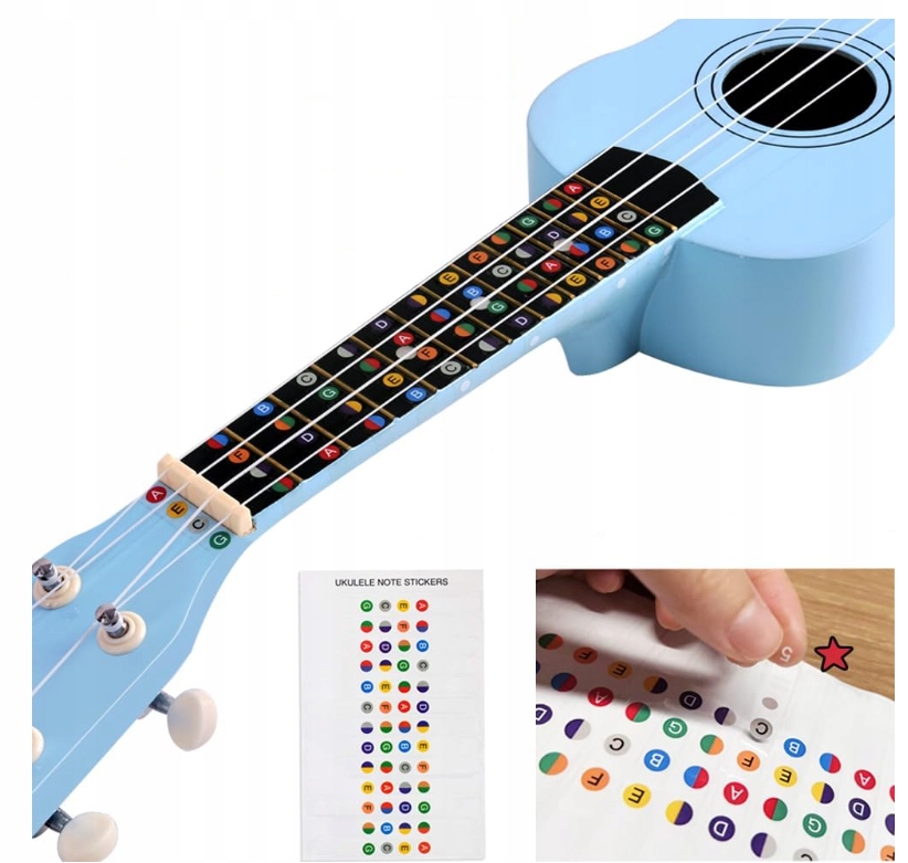 UKULELE SOPRANOWE NIEBIESKIE + GRATIS ZESTAW AKCESORIÓW POKROWIEC KOSTKI Kolor odcienie niebieskiego